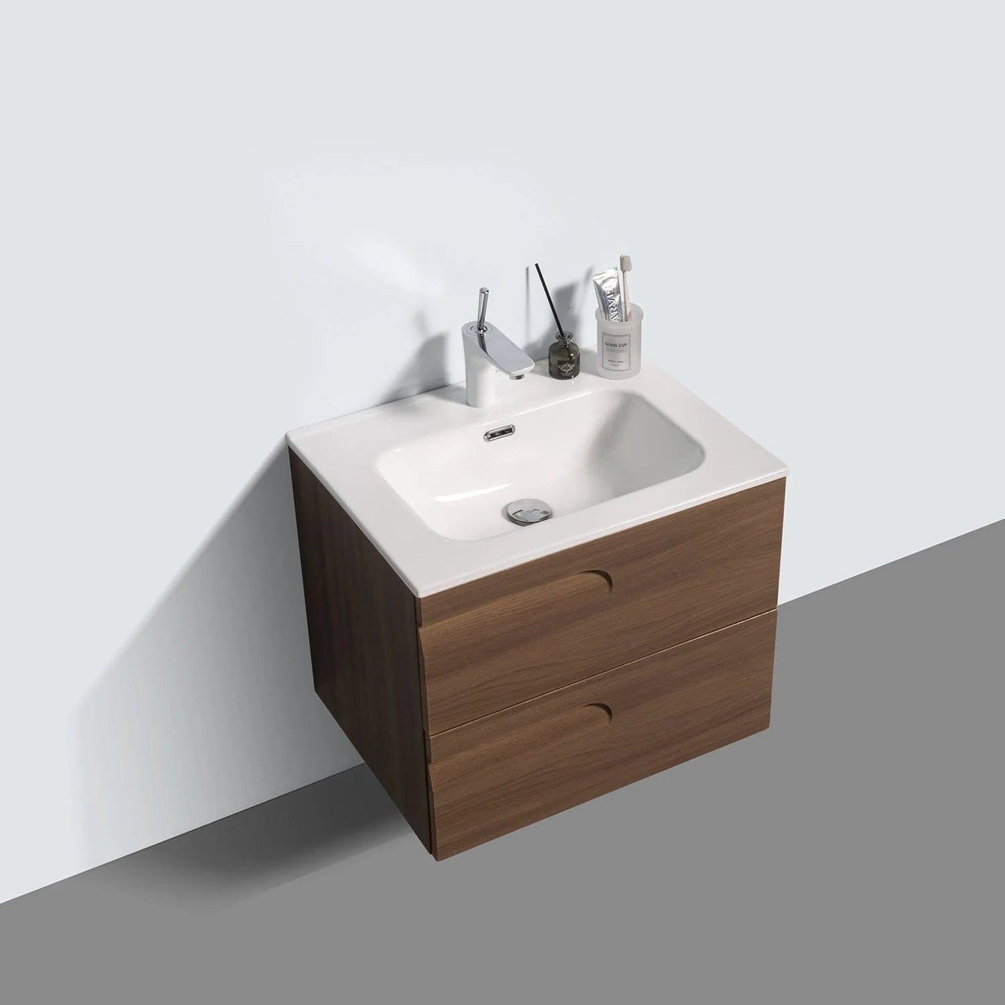 Eviva Joy 24" Wall Mount Bathroom Vanity w/ White Integrated Top