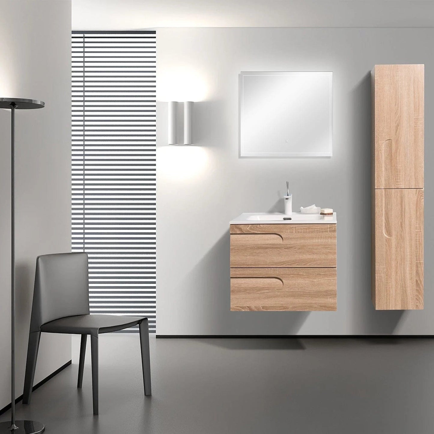 Eviva Joy 24" Wall Mount Bathroom Vanity w/ White Integrated Top