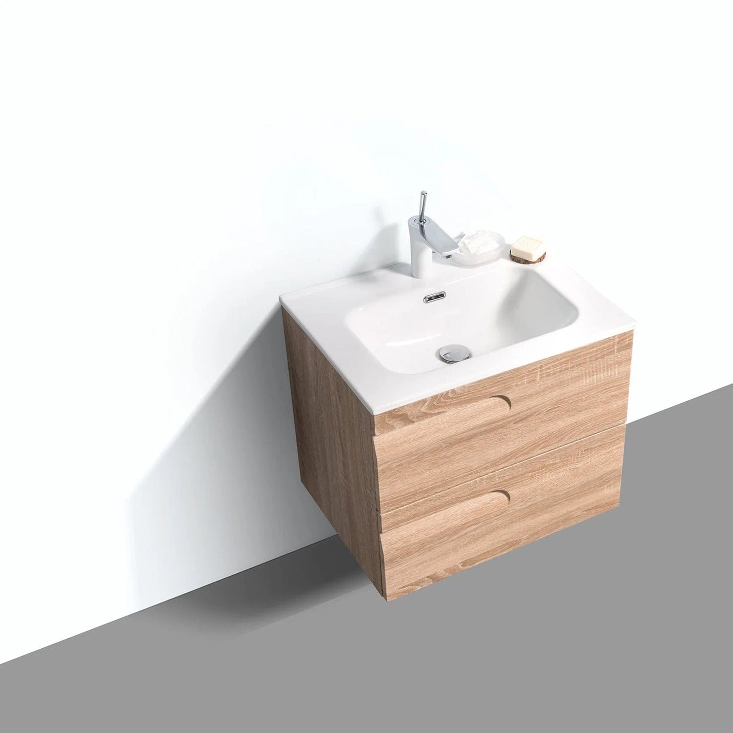 Eviva Joy 24" Wall Mount Bathroom Vanity w/ White Integrated Top
