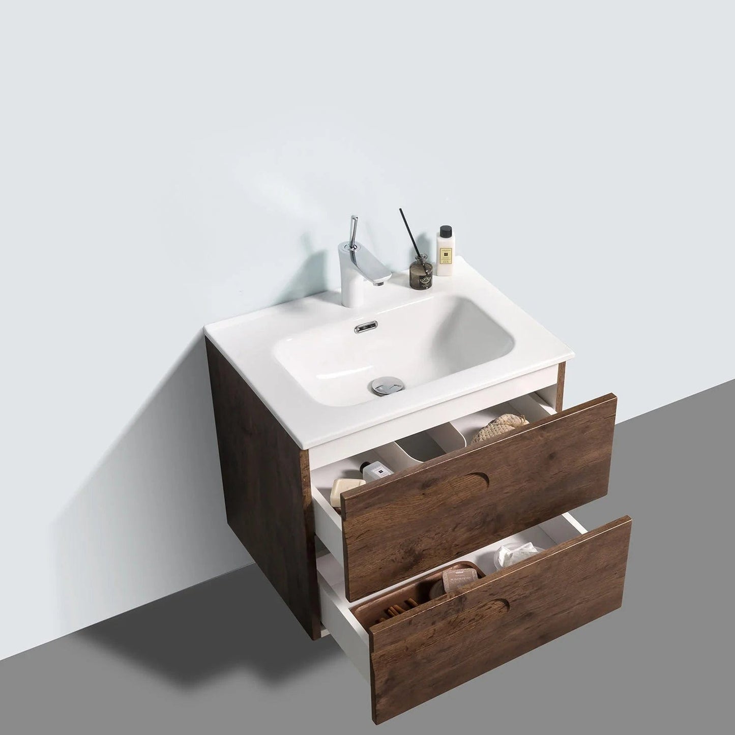 Eviva Joy 24" Wall Mount Bathroom Vanity w/ White Integrated Top