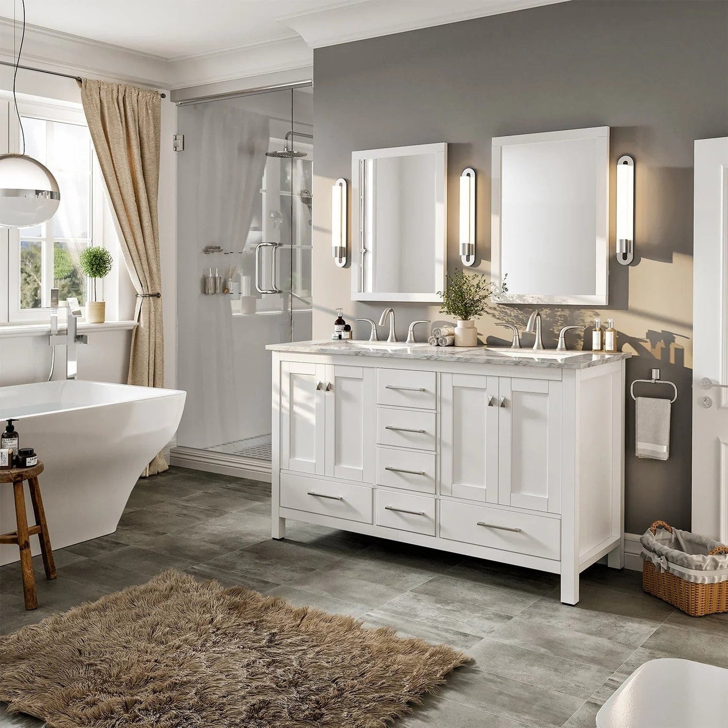 Eviva Aberdeen 72 inch Transitional Double Sink Bathroom Vanity