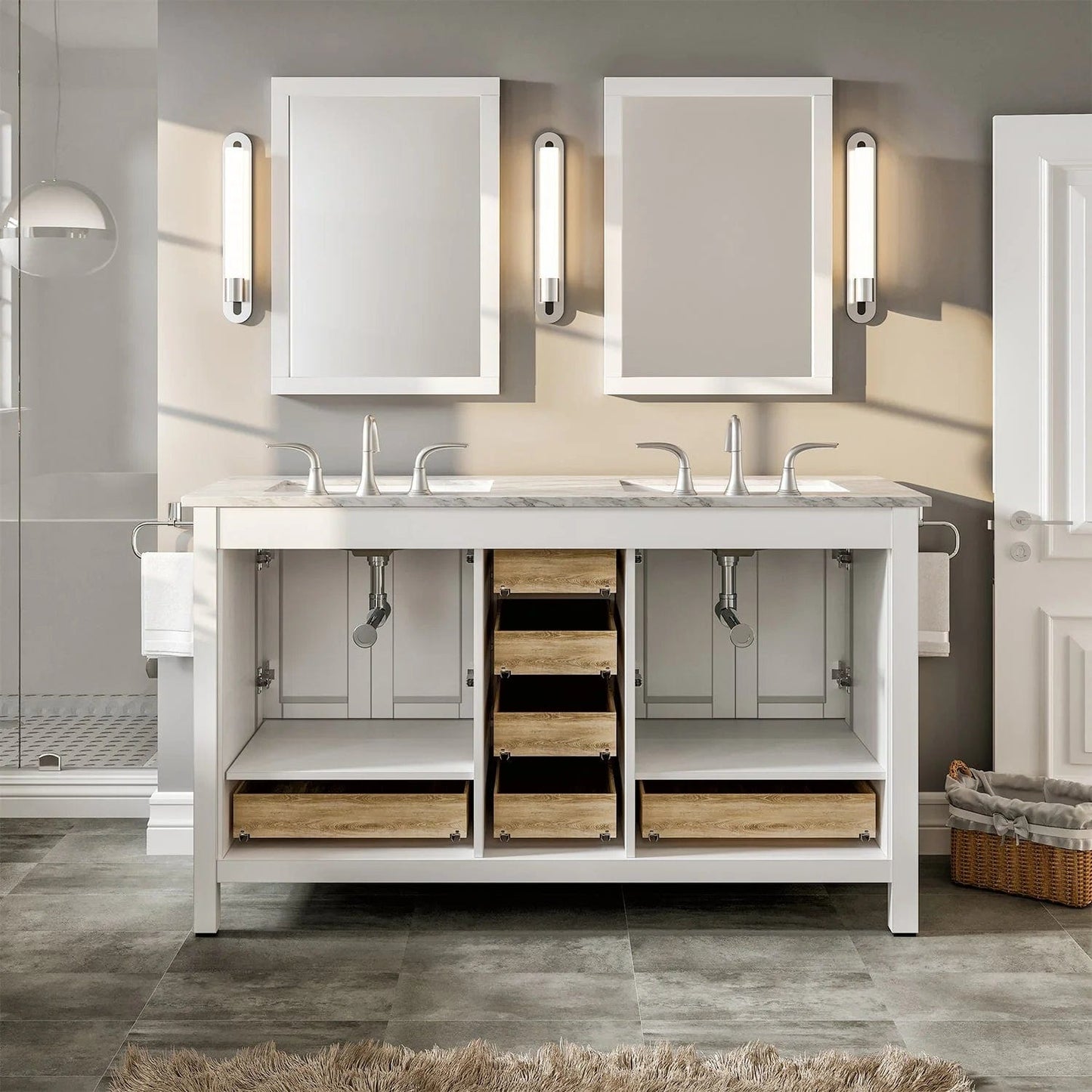 Eviva Aberdeen 72 inch Transitional Double Sink Bathroom Vanity