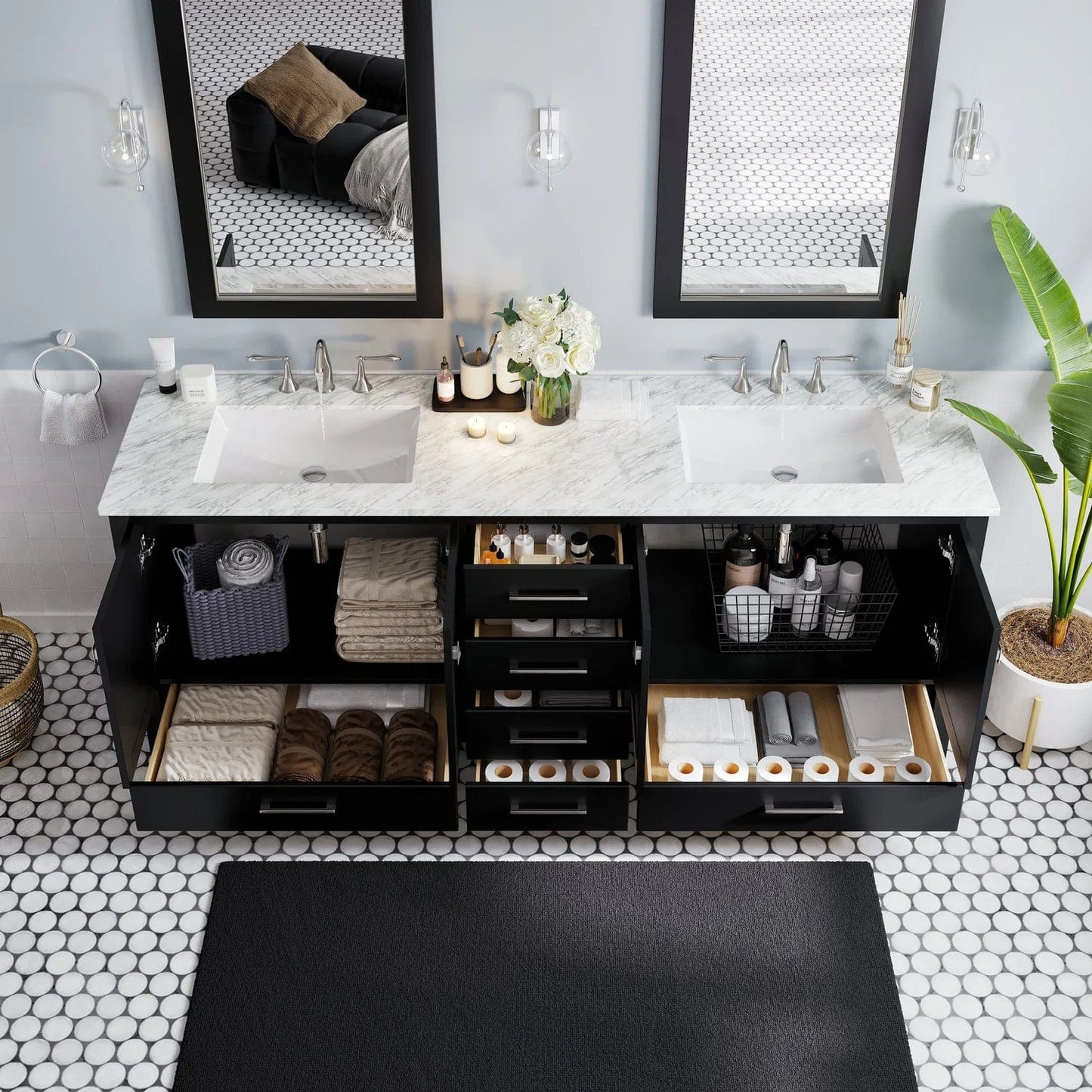 Eviva Aberdeen 78 inch Transitional Double Sink Bathroom Vanity