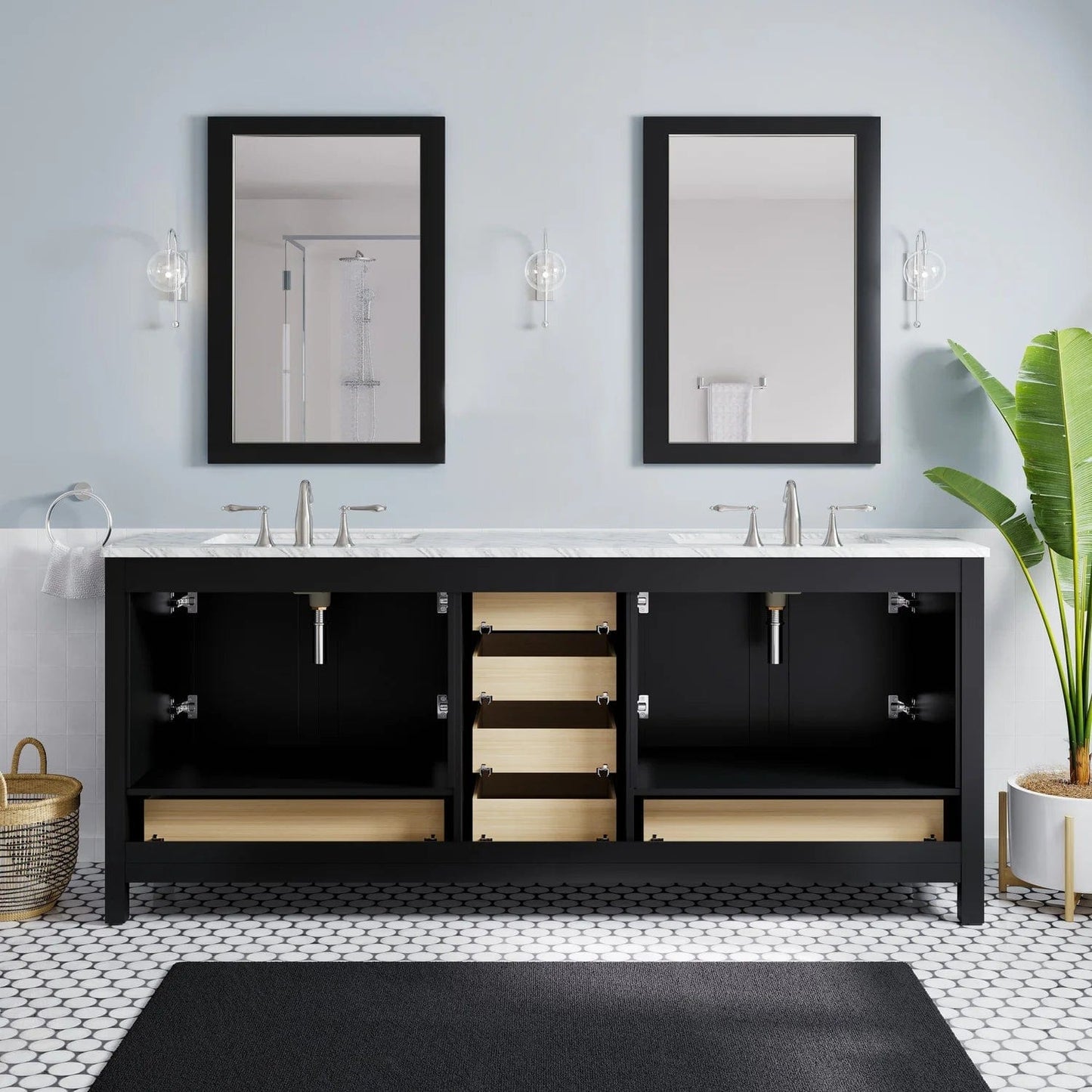 Eviva Aberdeen 78 inch Transitional Double Sink Bathroom Vanity
