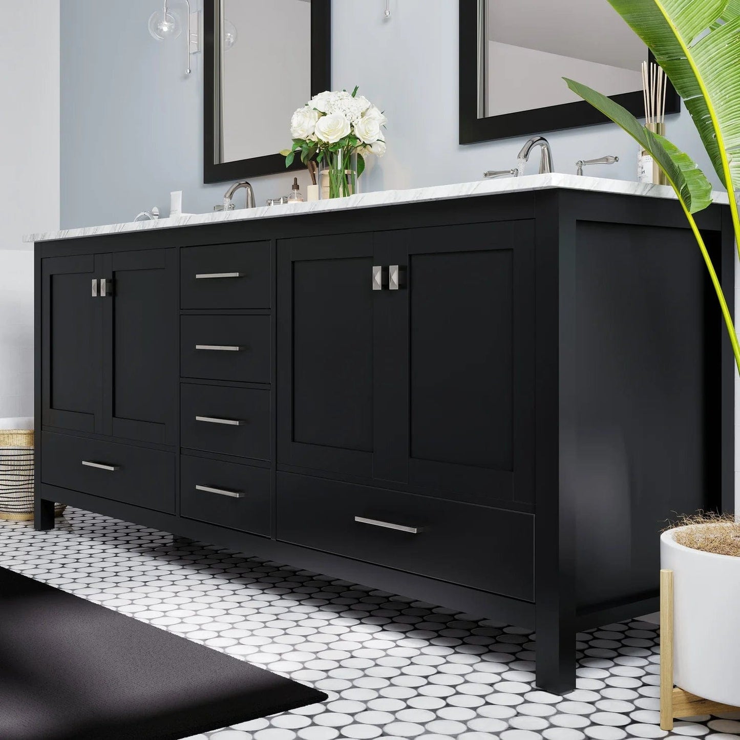 Eviva Aberdeen 78 inch Transitional Double Sink Bathroom Vanity