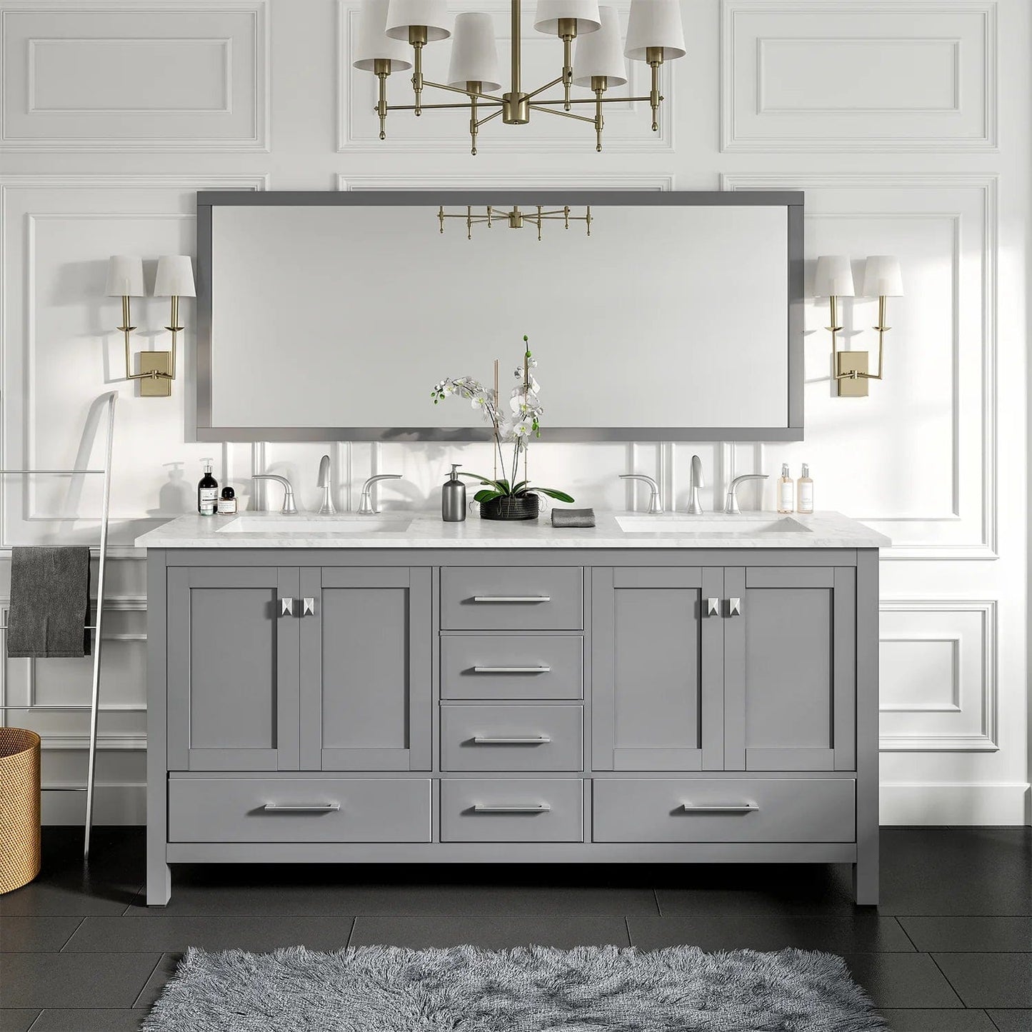 Eviva Aberdeen 78 inch Transitional Double Sink Bathroom Vanity