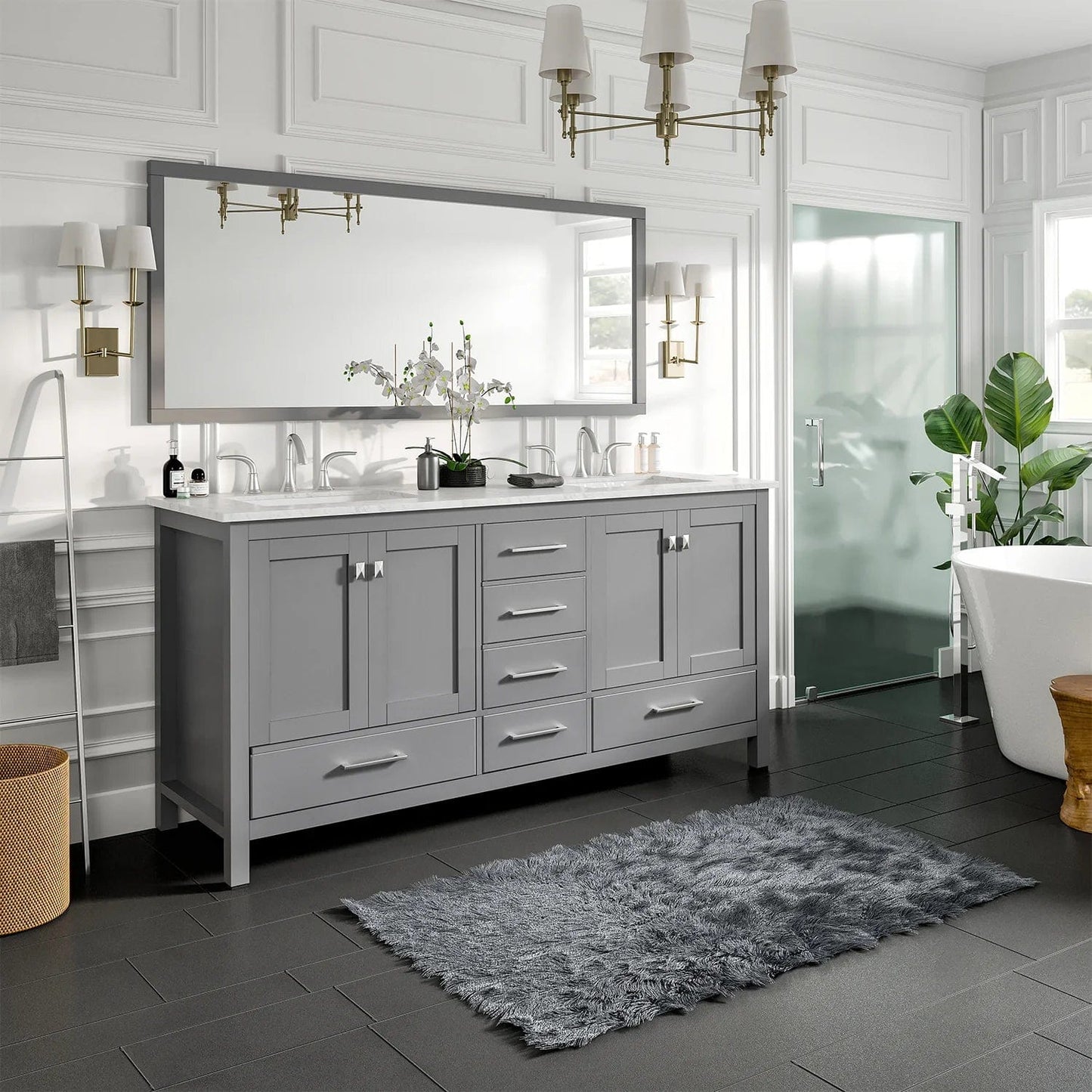 Eviva Aberdeen 78 inch Transitional Double Sink Bathroom Vanity
