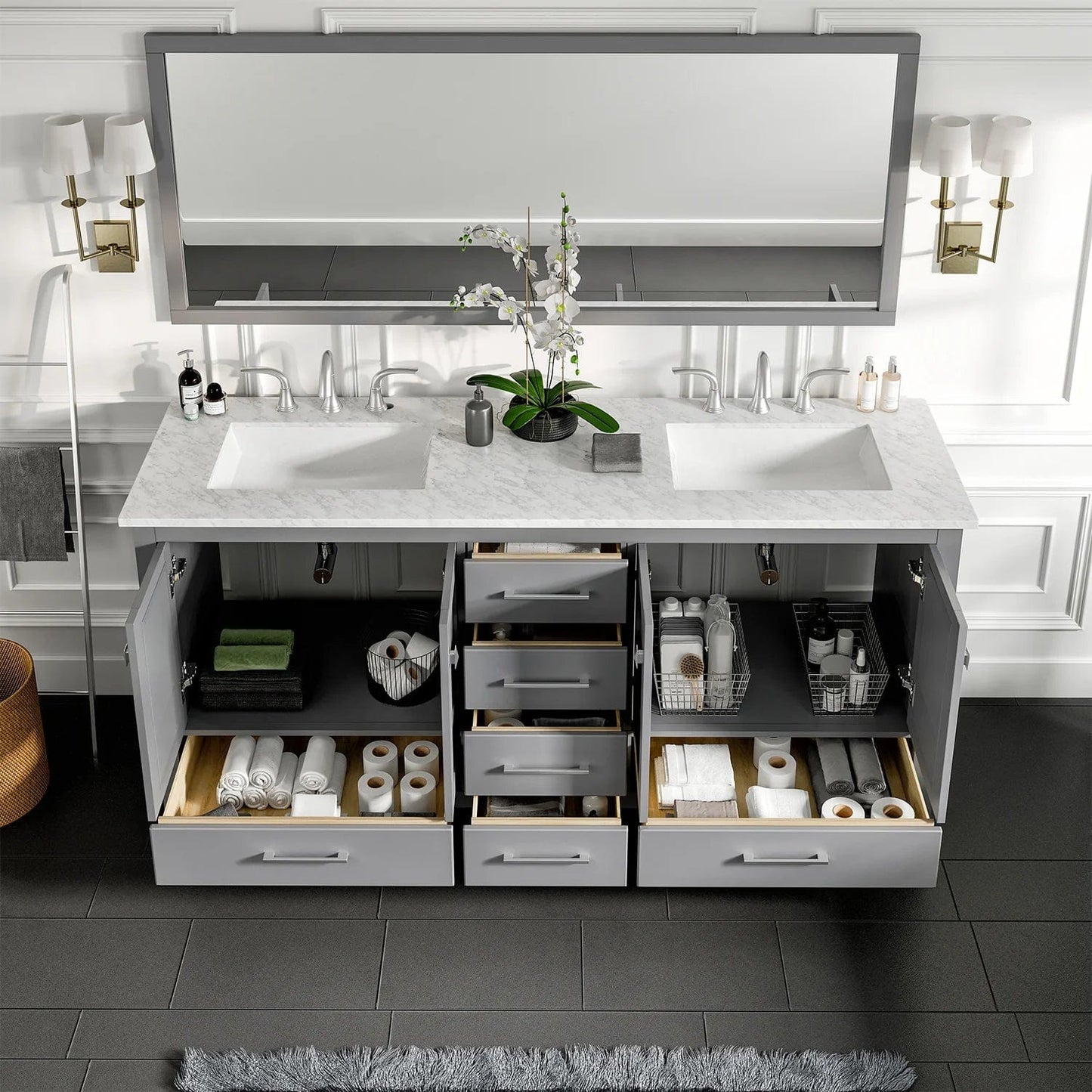 Eviva Aberdeen 78 inch Transitional Double Sink Bathroom Vanity