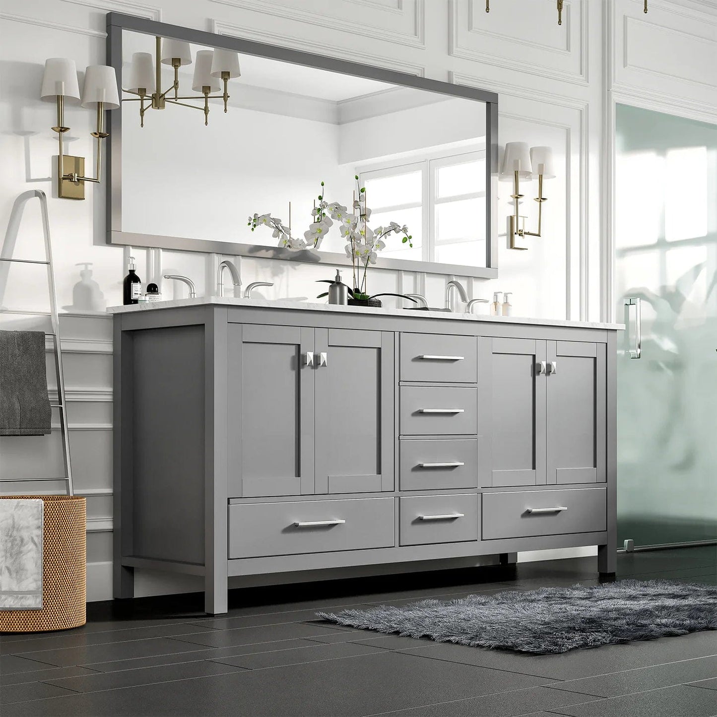 Eviva Aberdeen 78 inch Transitional Double Sink Bathroom Vanity