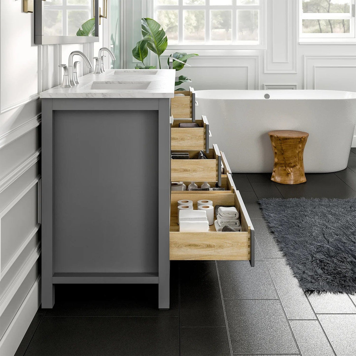 Eviva Aberdeen 78 inch Transitional Double Sink Bathroom Vanity