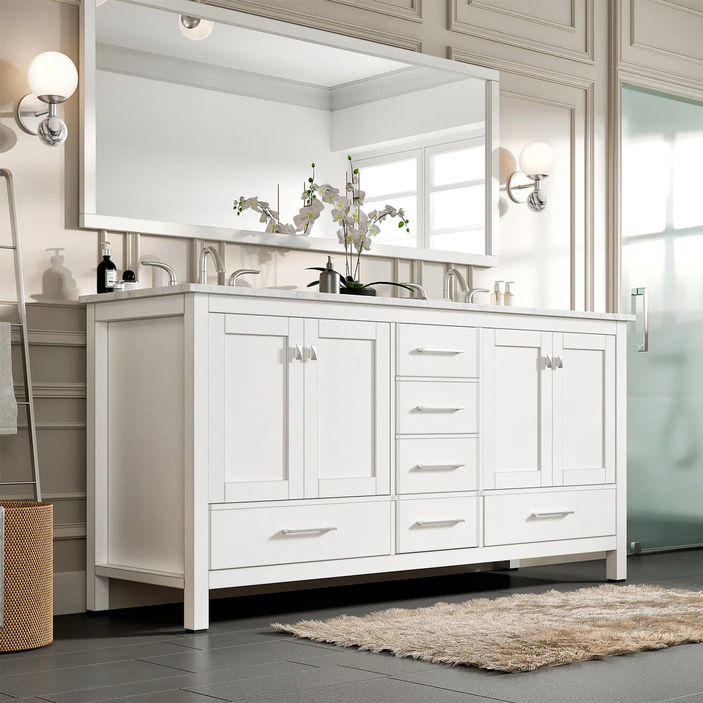 Eviva Aberdeen 78 inch Transitional Double Sink Bathroom Vanity