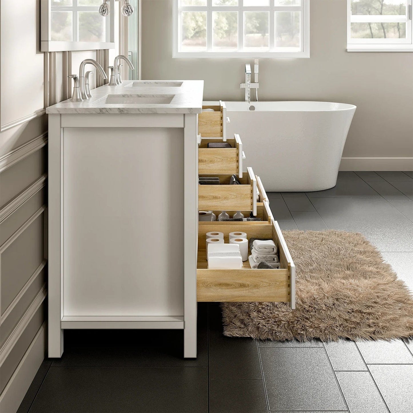Eviva Aberdeen 78 inch Transitional Double Sink Bathroom Vanity