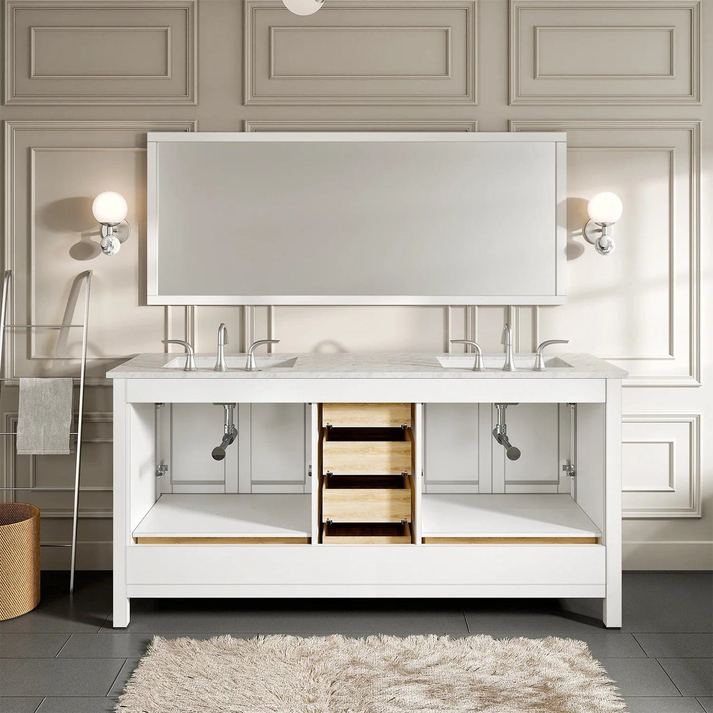 Eviva Aberdeen 78 inch Transitional Double Sink Bathroom Vanity