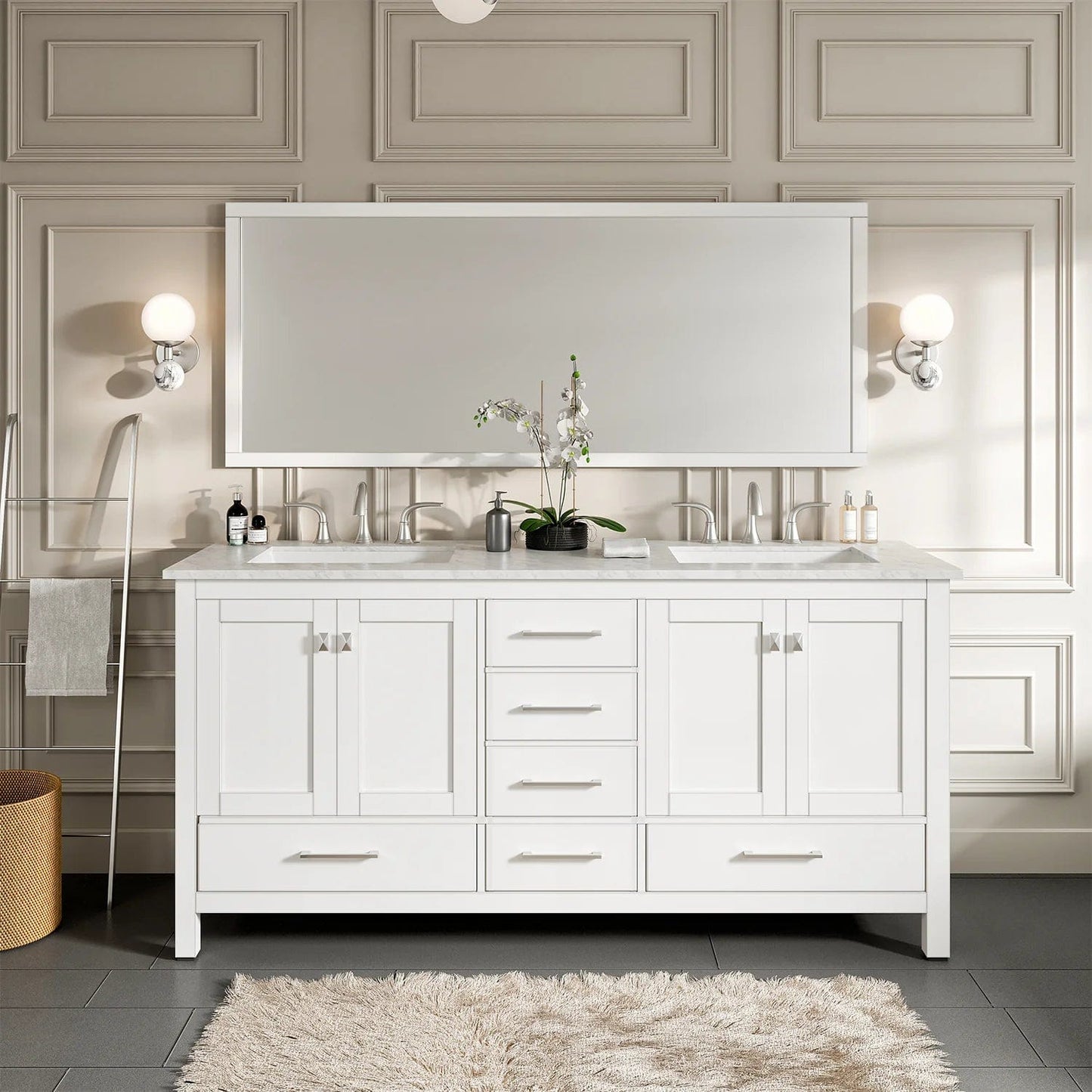 Eviva Aberdeen 78 inch Transitional Double Sink Bathroom Vanity
