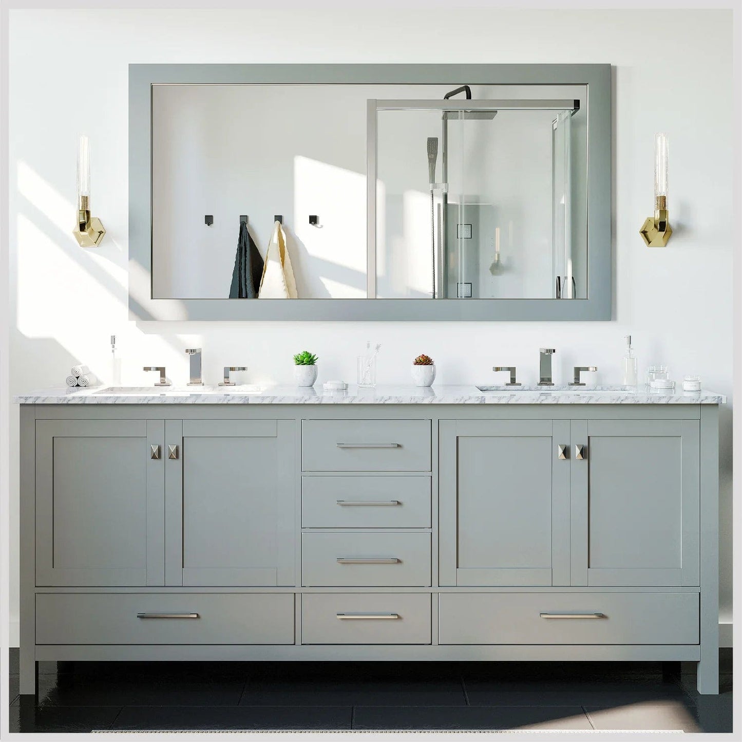Eviva Aberdeen 84 inch Transitional Double Sink Bathroom Vanity