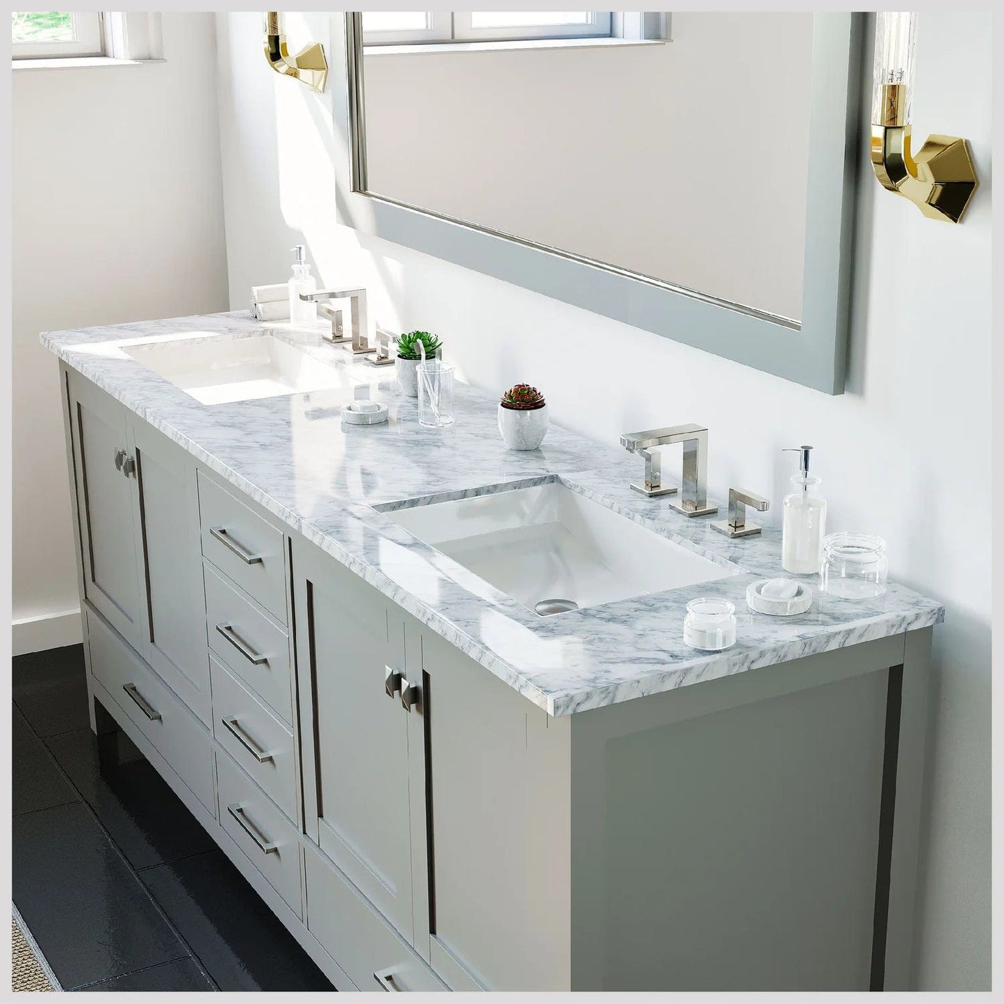 Eviva Aberdeen 84 inch Transitional Double Sink Bathroom Vanity