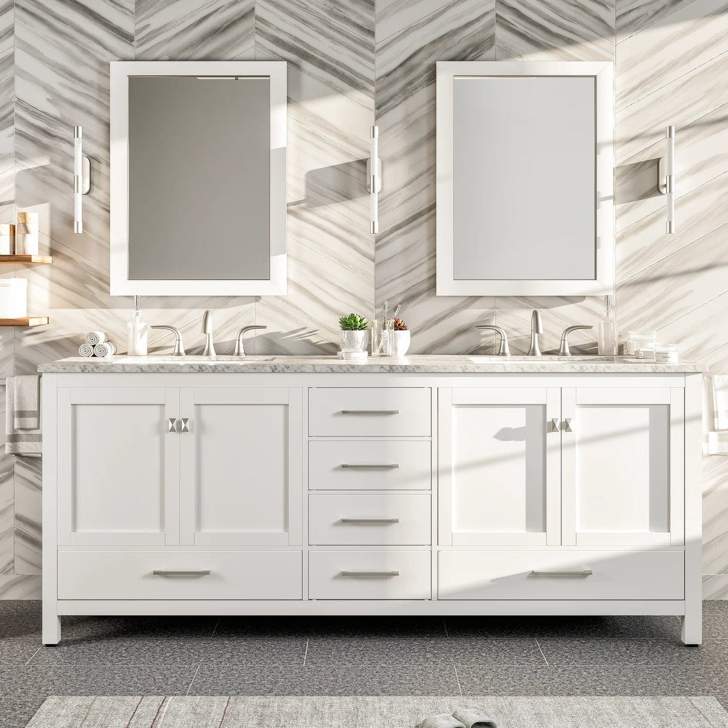 Eviva Aberdeen 84 inch Transitional Double Sink Bathroom Vanity