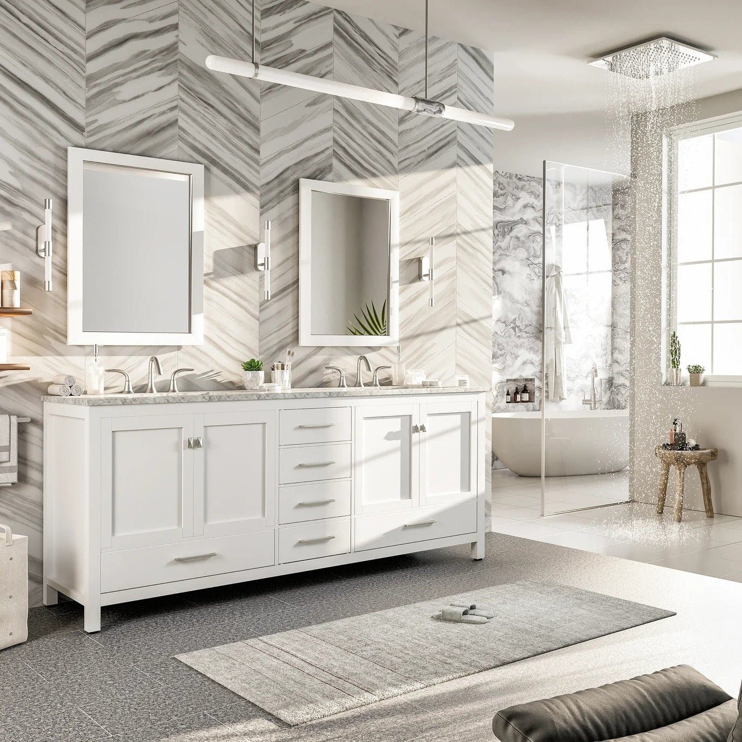 Eviva Aberdeen 84 inch Transitional Double Sink Bathroom Vanity