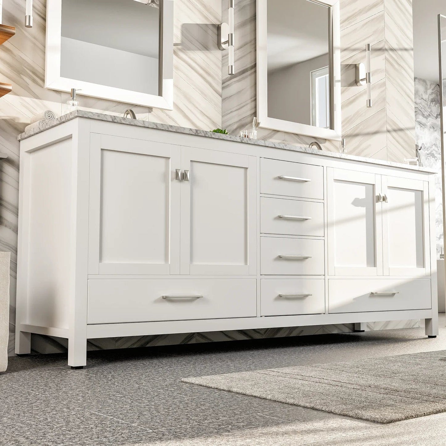 Eviva Aberdeen 84 inch Transitional Double Sink Bathroom Vanity