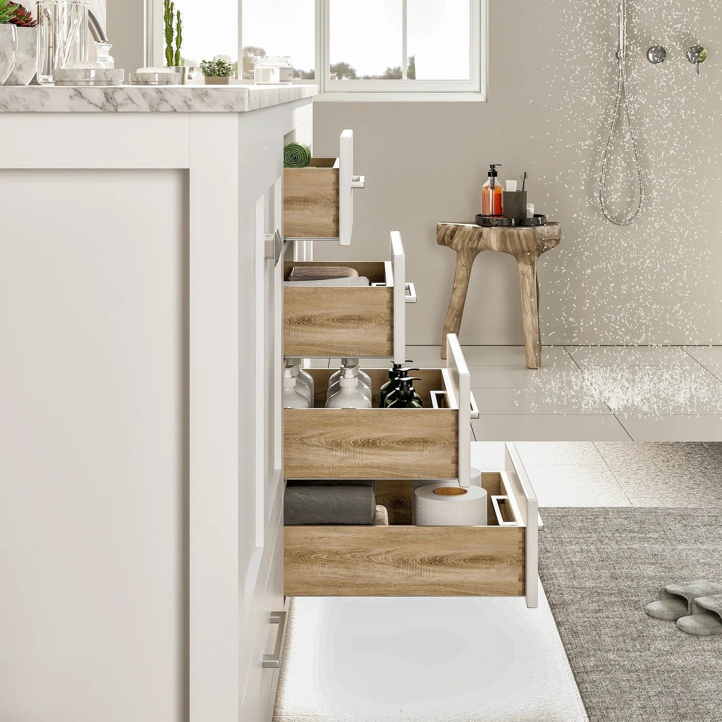 Eviva Aberdeen 84 inch Transitional Double Sink Bathroom Vanity