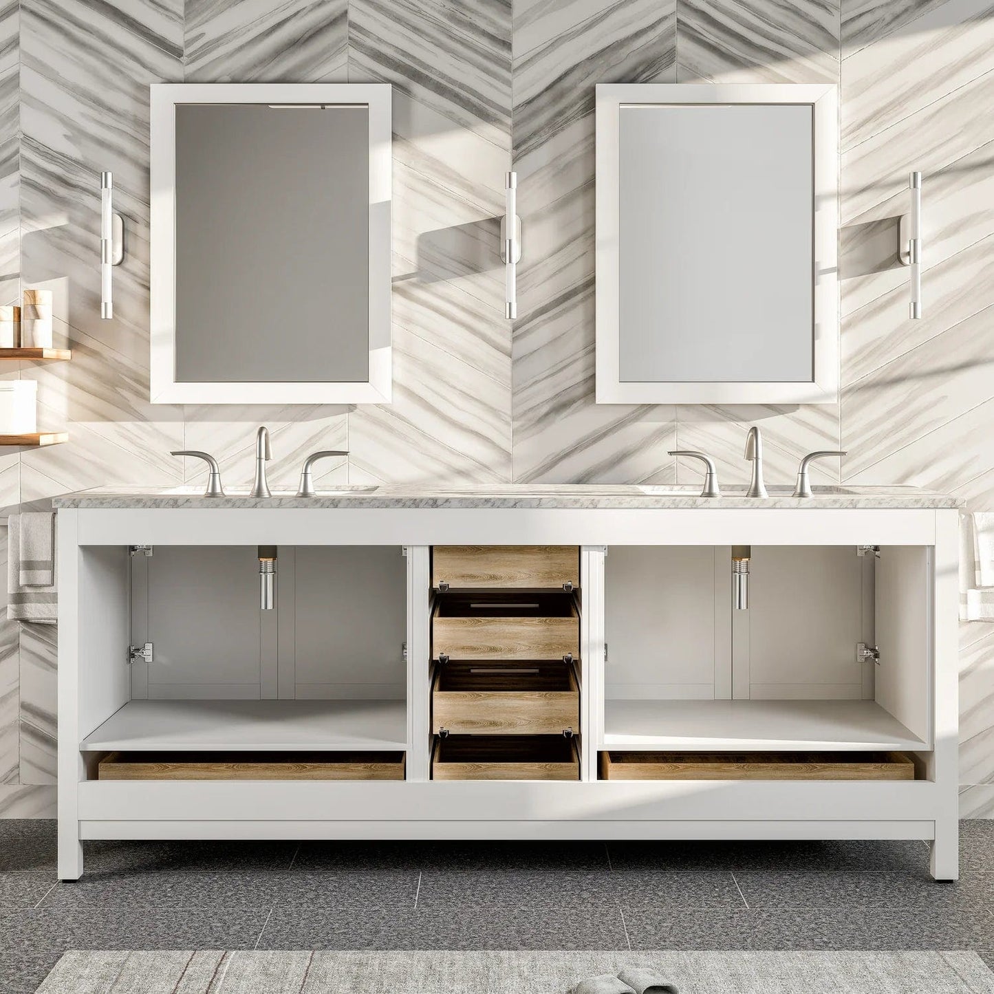Eviva Aberdeen 84 inch Transitional Double Sink Bathroom Vanity
