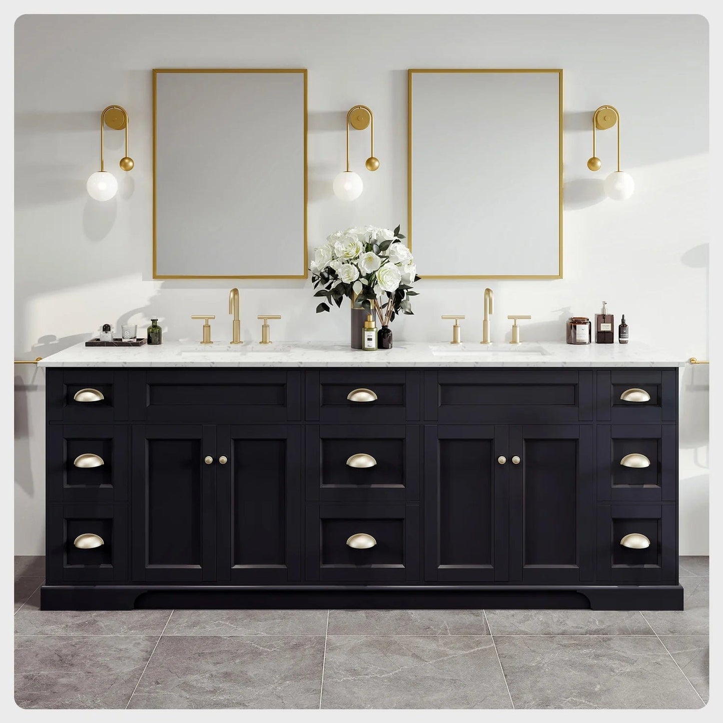 Eviva Epic Transitional Vanity with Brushed Gold Hardware