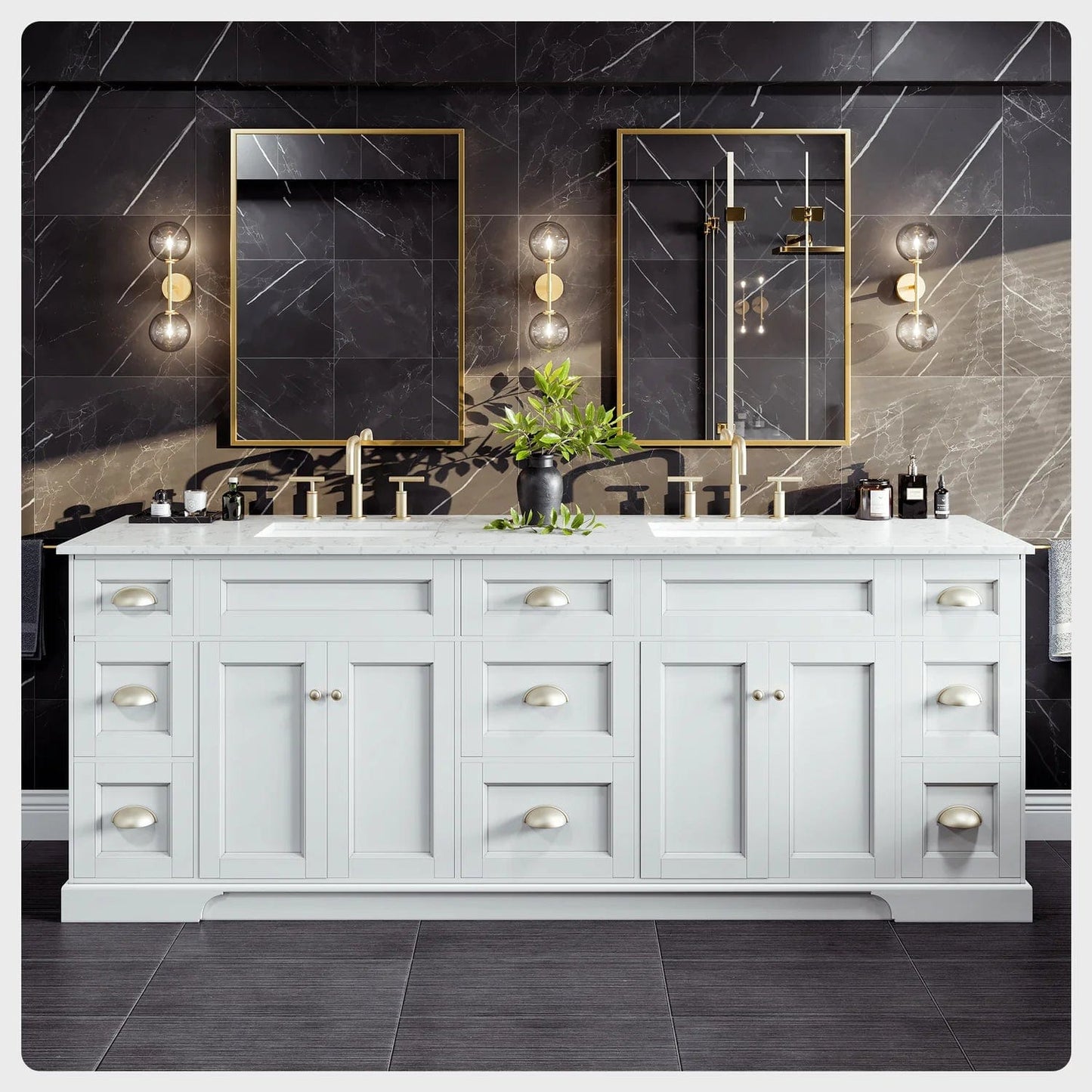 Eviva Epic Transitional Vanity with Brushed Gold Hardware