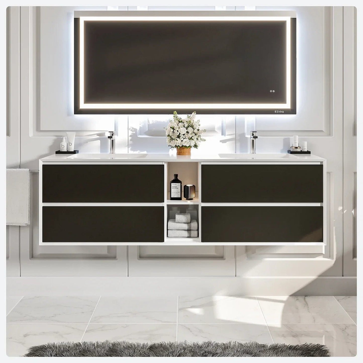 Eviva Vienna 75 inch Wall Mount Bathroom Vanity