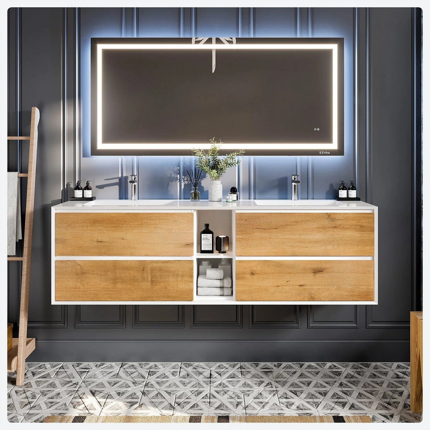 Eviva Vienna 75 inch Wall Mount Bathroom Vanity