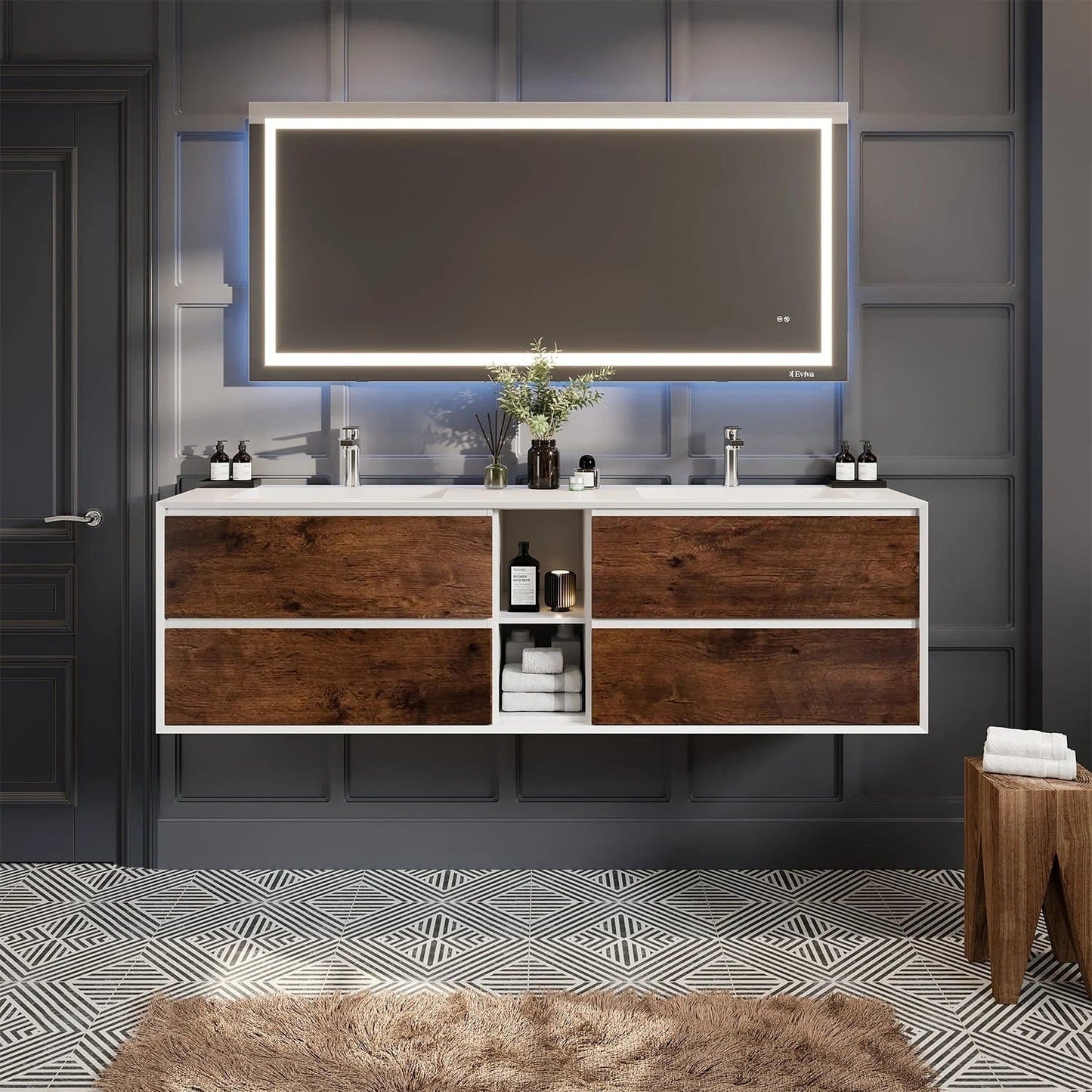 Eviva Vienna 75 inch Wall Mount Bathroom Vanity