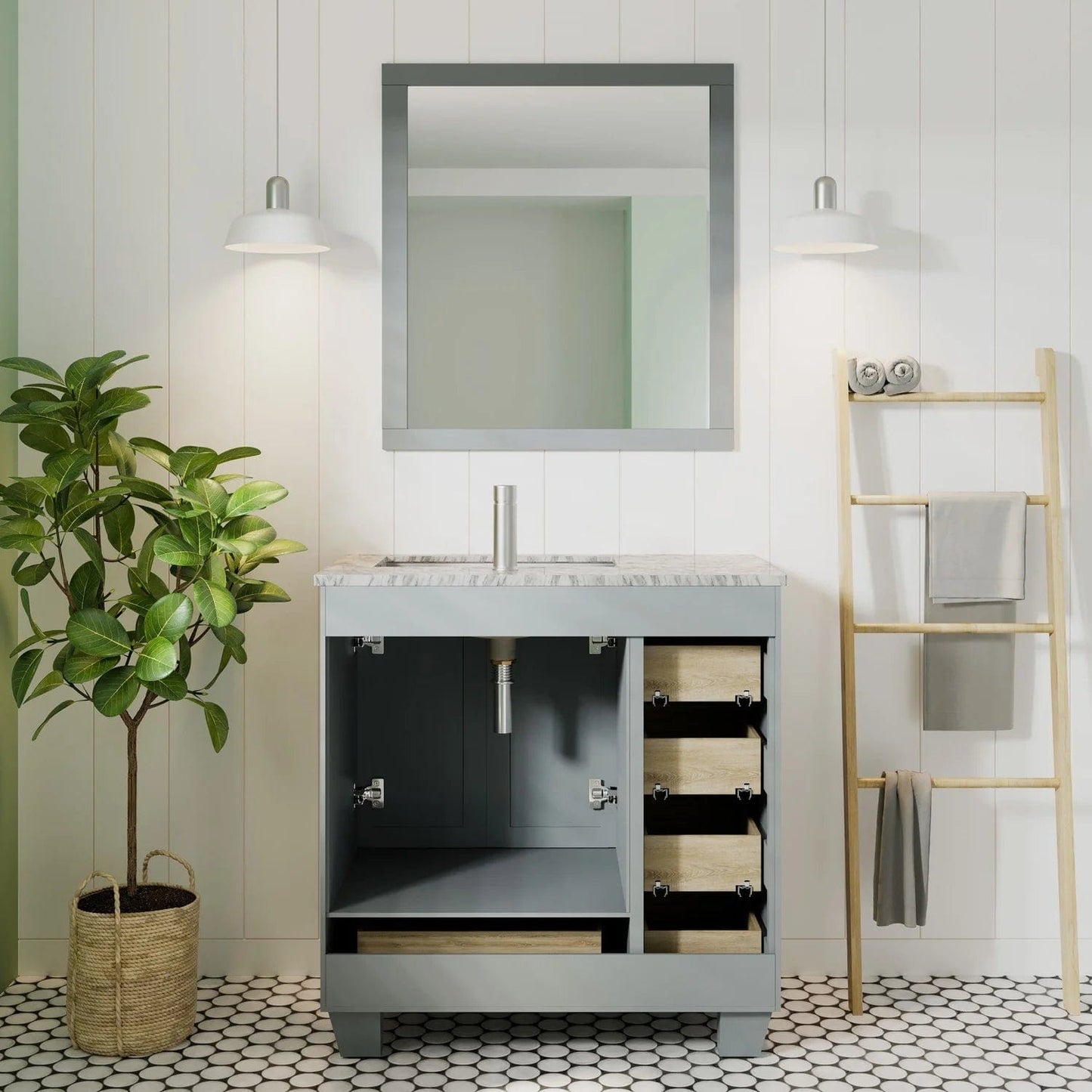 Eviva Loon 30 inch Long Handles Bathroom Vanity