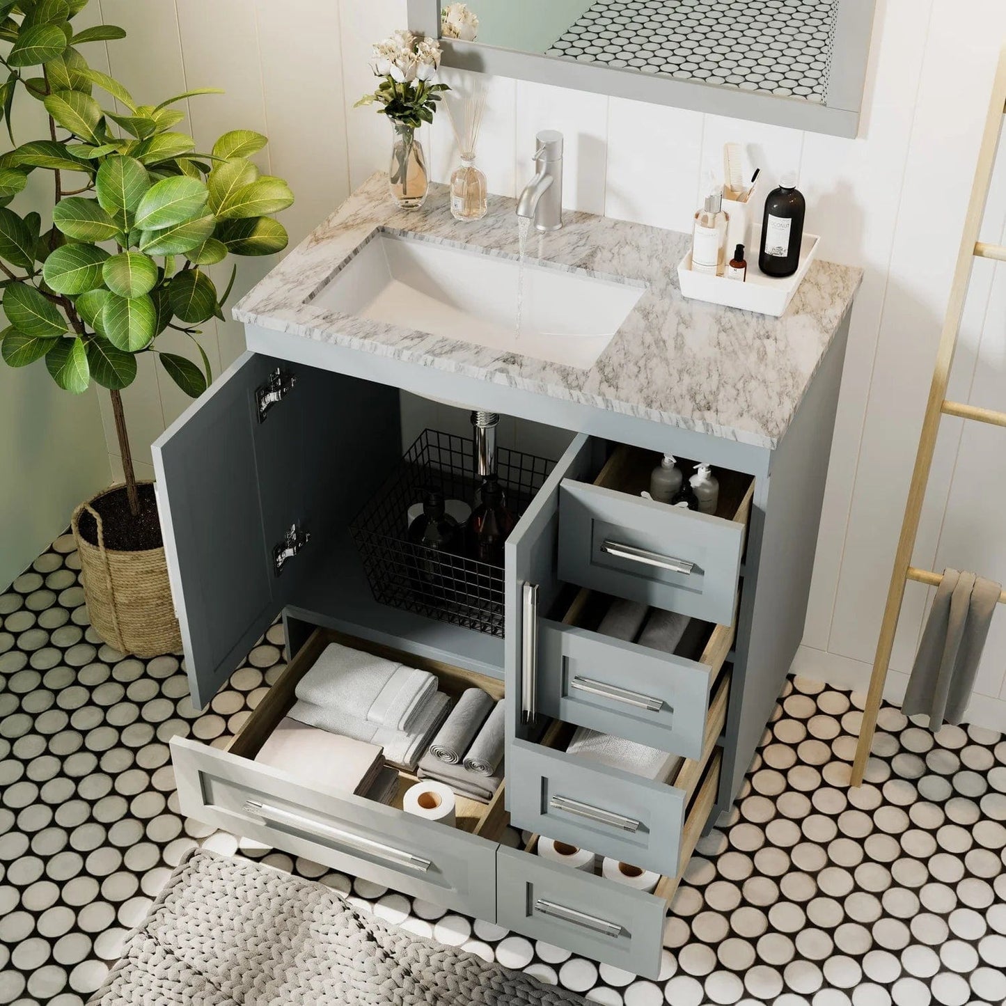 Eviva Loon 30 inch Long Handles Bathroom Vanity