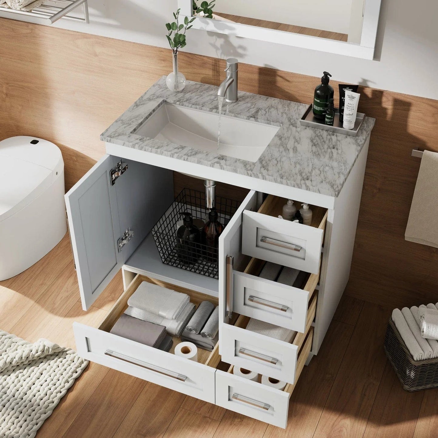 Eviva Loon 30 inch Long Handles Bathroom Vanity