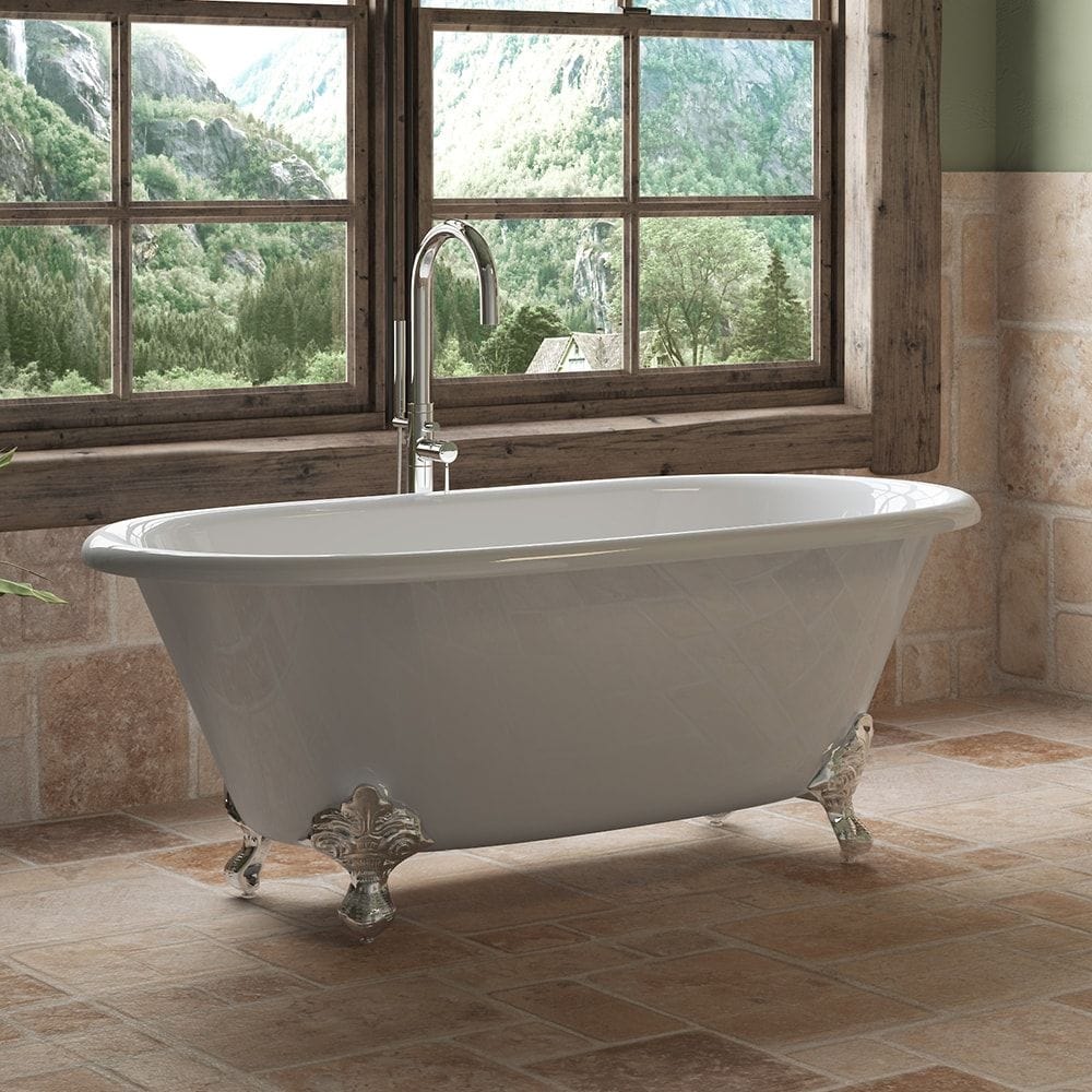 Cambridge Plumbing Cast Iron Double Ended Clawfoot Tub 60" X 30" with No Faucet Drillings