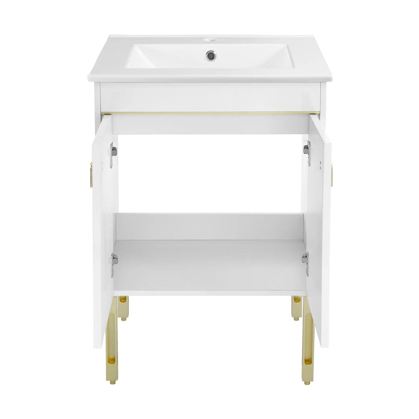 Swiss Madison Lumiere 24" Freestanding, Bathroom Vanity in Glossy White and Gold SM-BV710WG