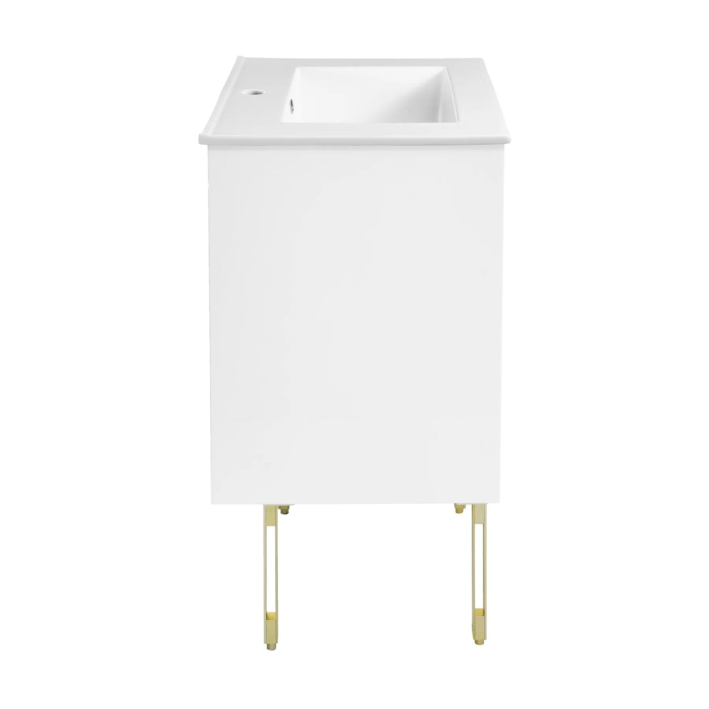 Swiss Madison Lumiere 24" Freestanding, Bathroom Vanity in Glossy White and Gold SM-BV710WG