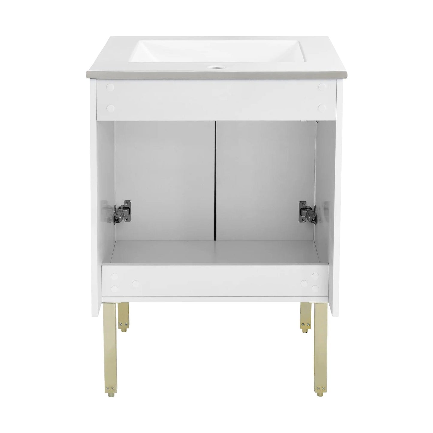 Swiss Madison Lumiere 24" Freestanding, Bathroom Vanity in Glossy White and Gold SM-BV710WG