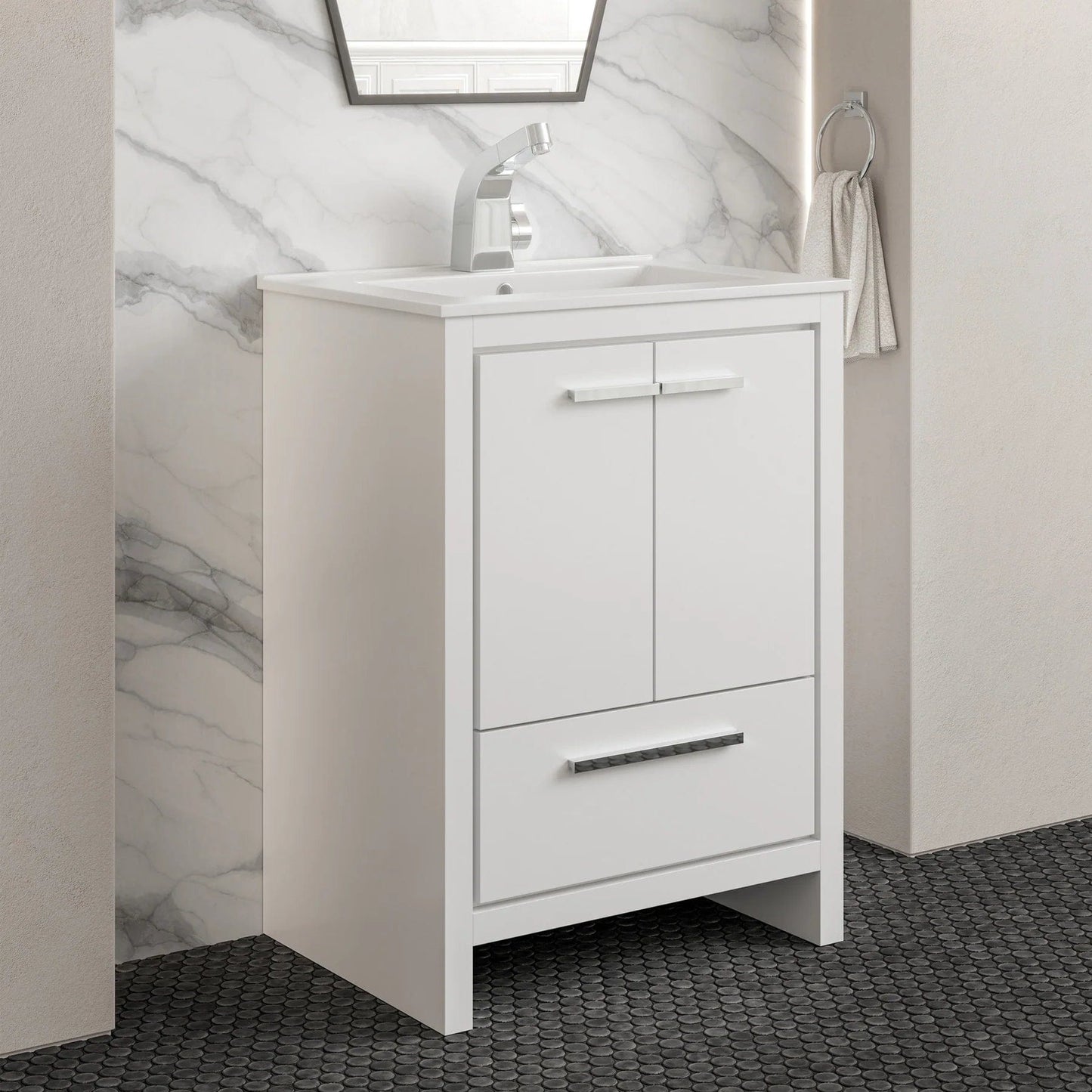 Swiss Madison Virage 24" Freestanding, Bathroom Vanity in Glossy White