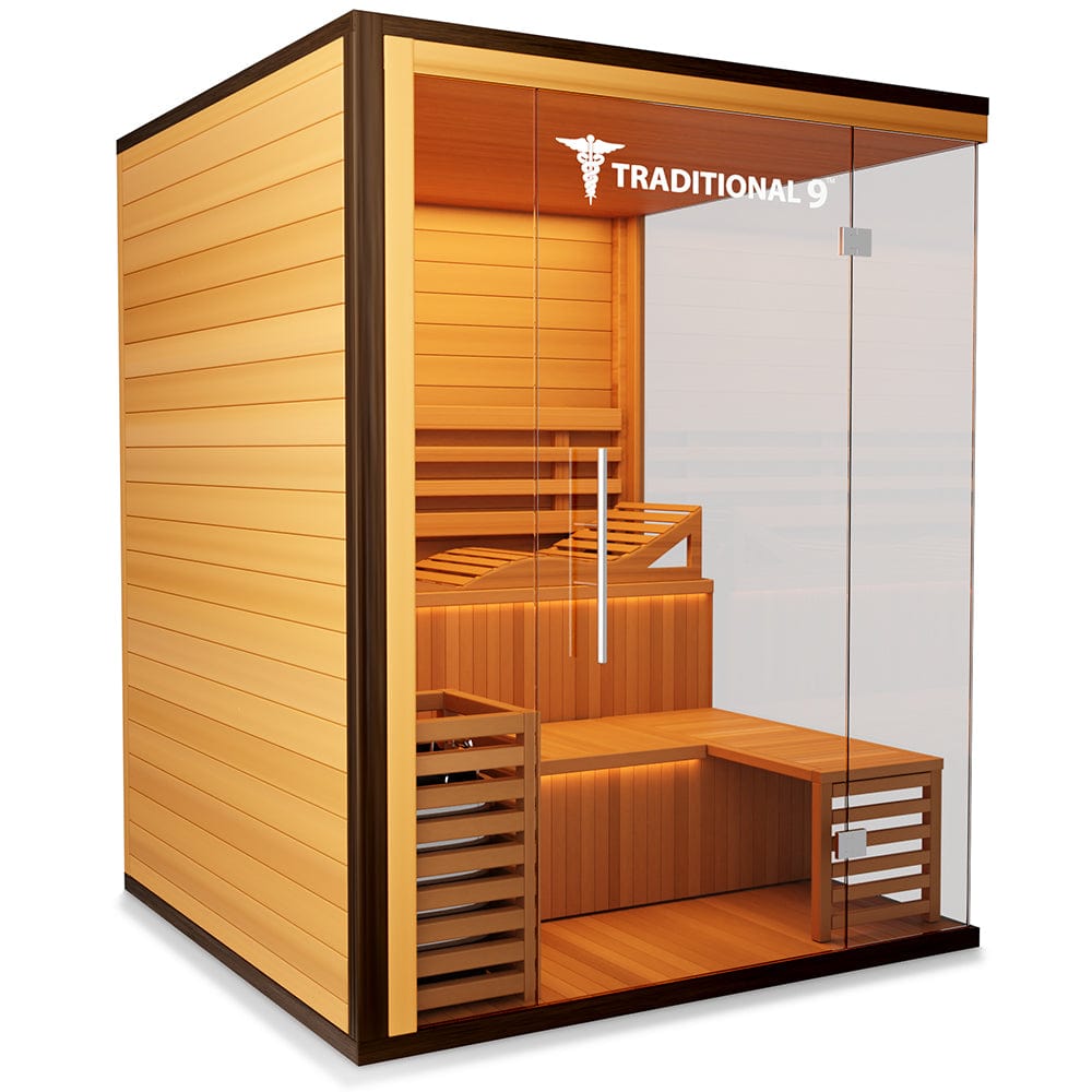 Medical Breakthrough Traditional 9 Plus Sauna - Glass Front & Left Wall / Reclining Bench & Side Bench