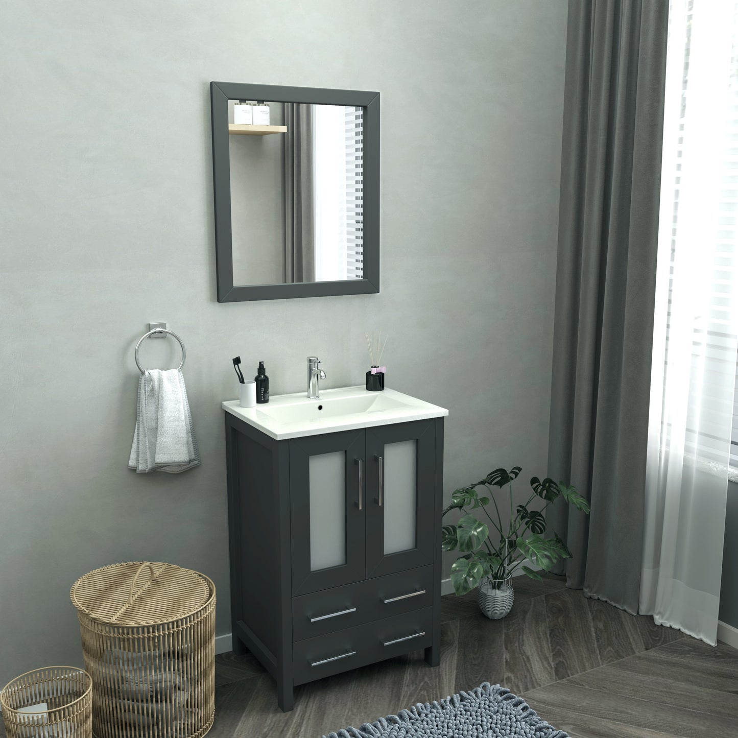 Vanity Art Brescia 24" Single Sink Bathroom Vanity Set