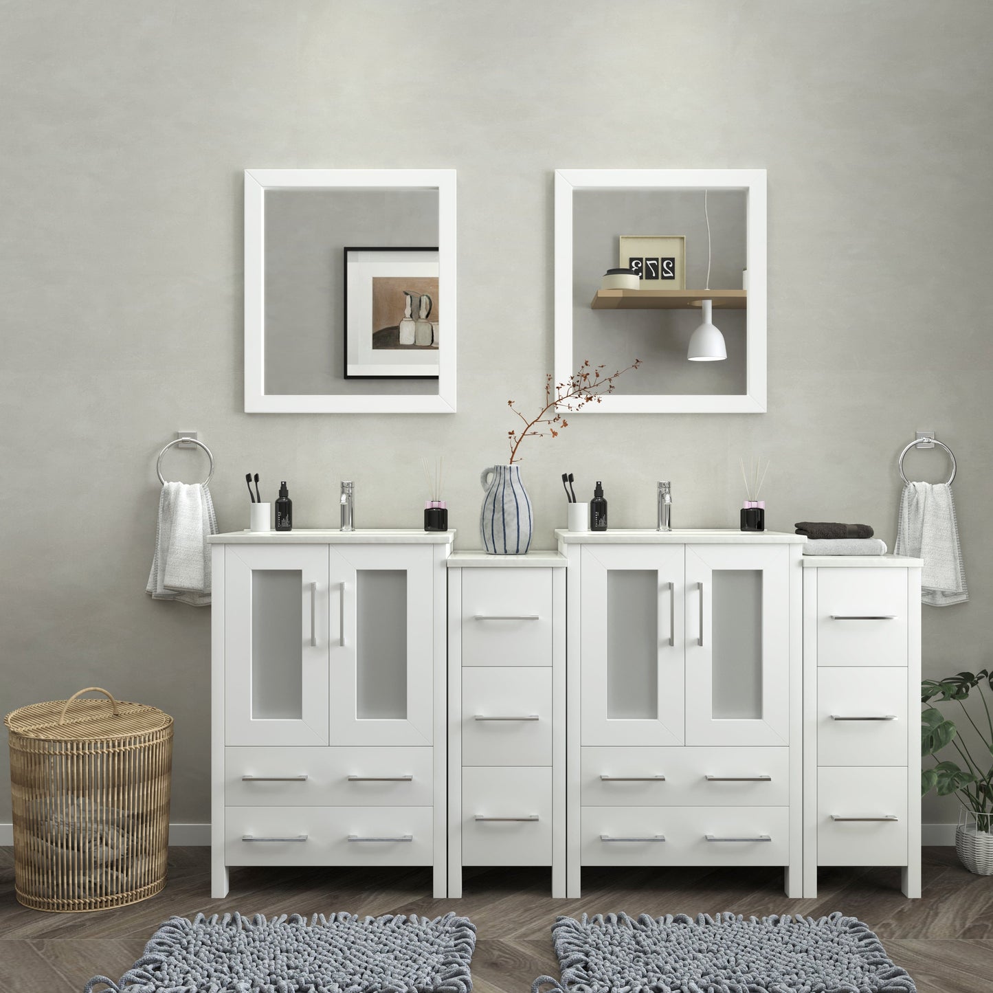 Vanity Art Brescia 72" Double Sink Bathroom Vanity Combo Set