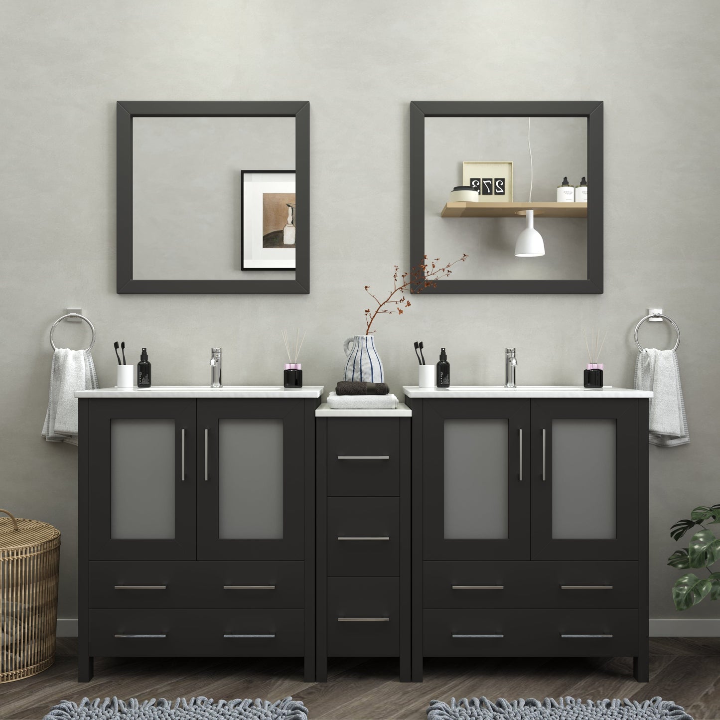 Vanity Art Brescia 72" Double Sink Modern Bathroom Vanity Set
