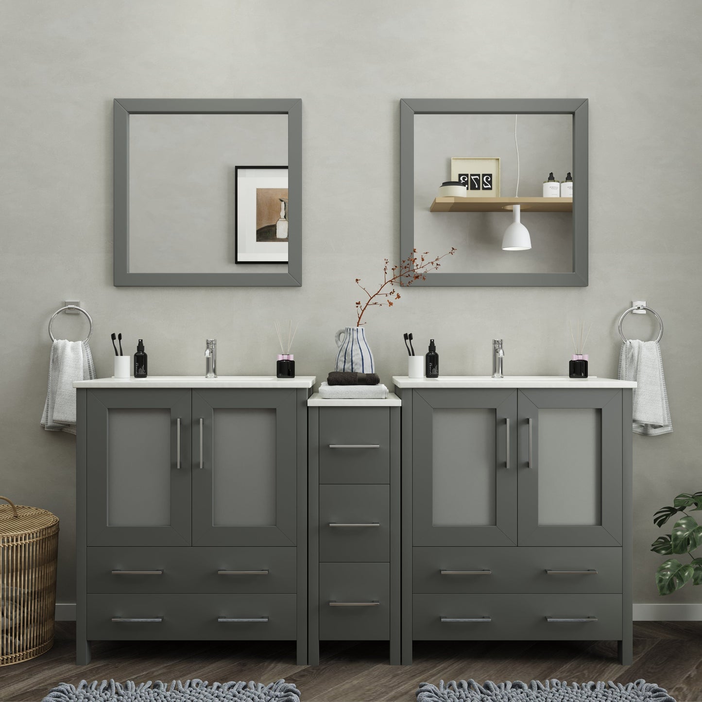 Vanity Art Brescia 72" Double Sink Modern Bathroom Vanity Set