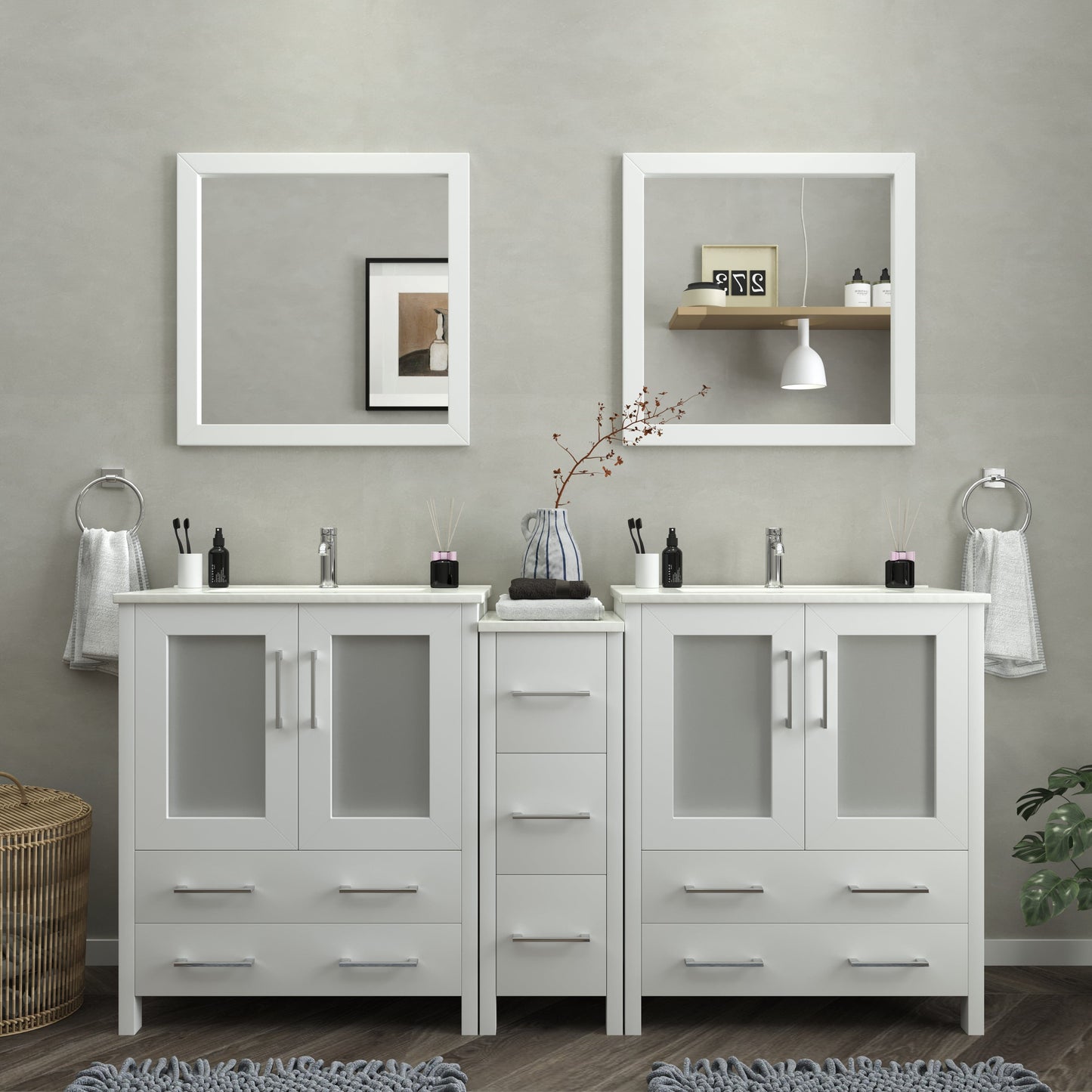 Vanity Art Brescia 72" Double Sink Modern Bathroom Vanity Set