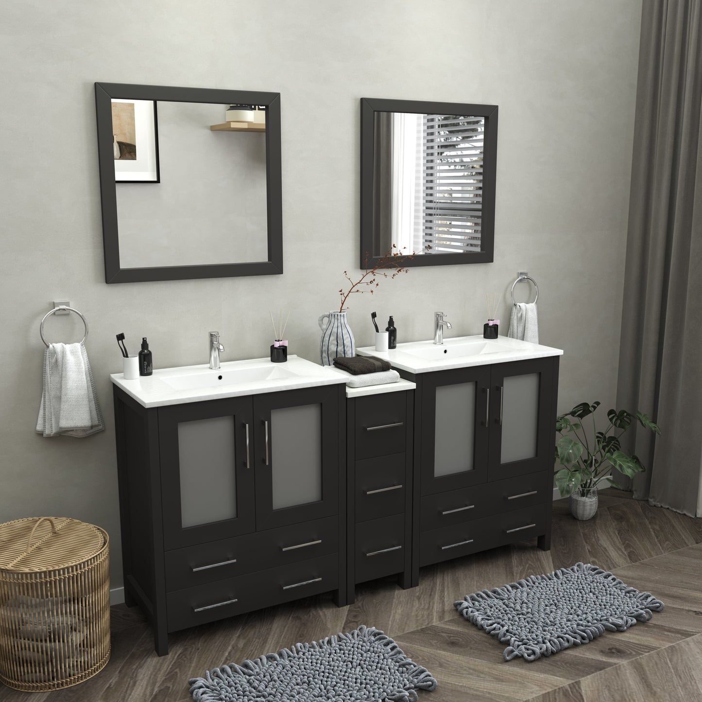 Vanity Art Brescia 72" Double Sink Modern Bathroom Vanity Set