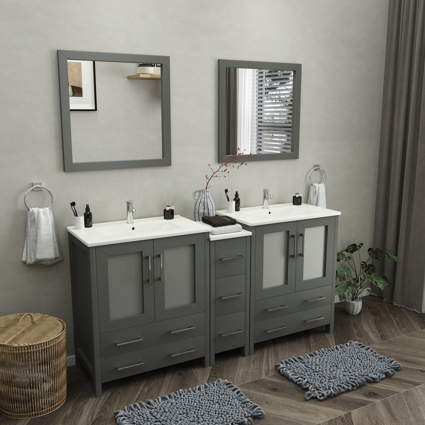 Vanity Art Brescia 72" Double Sink Modern Bathroom Vanity Set