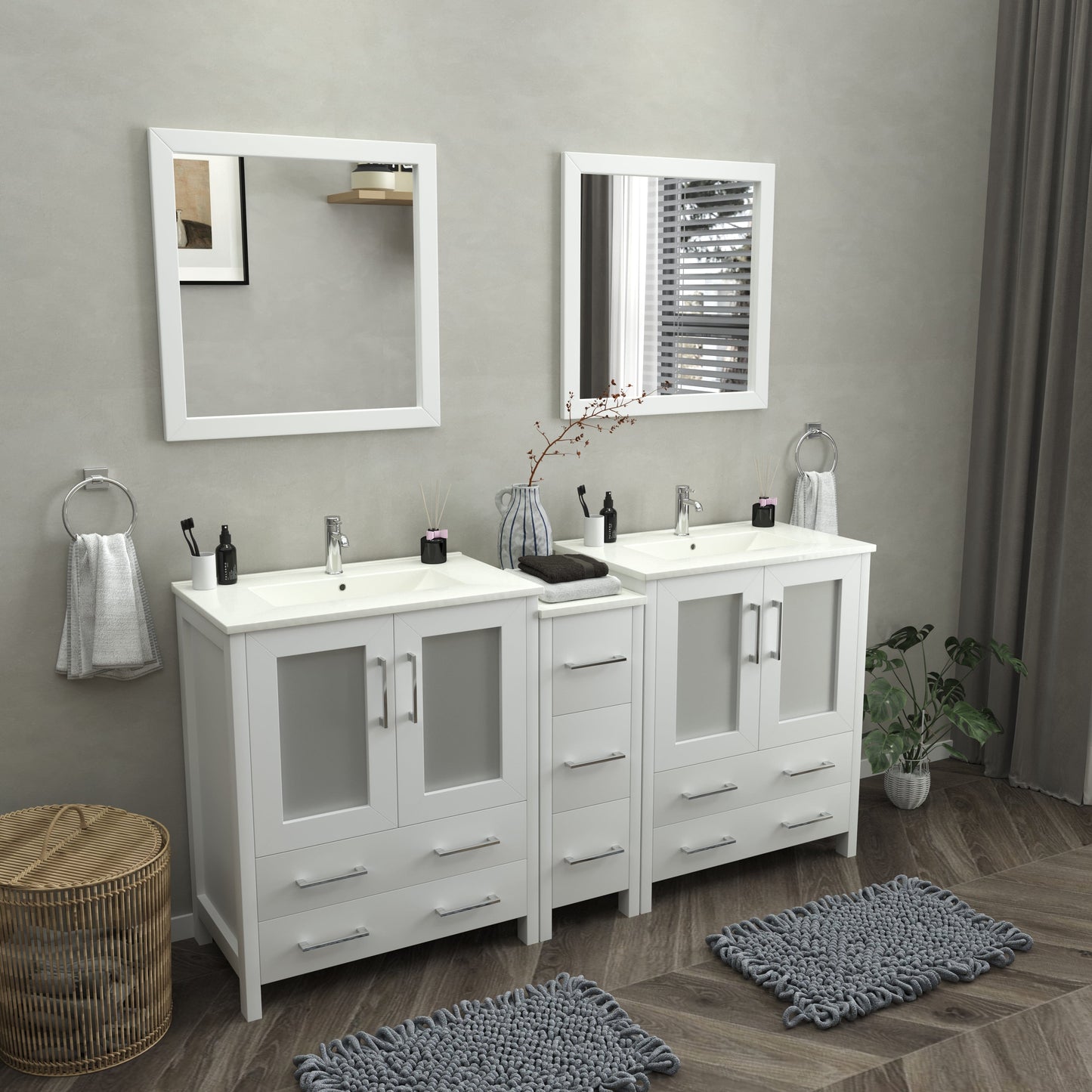 Vanity Art Brescia 72" Double Sink Modern Bathroom Vanity Set
