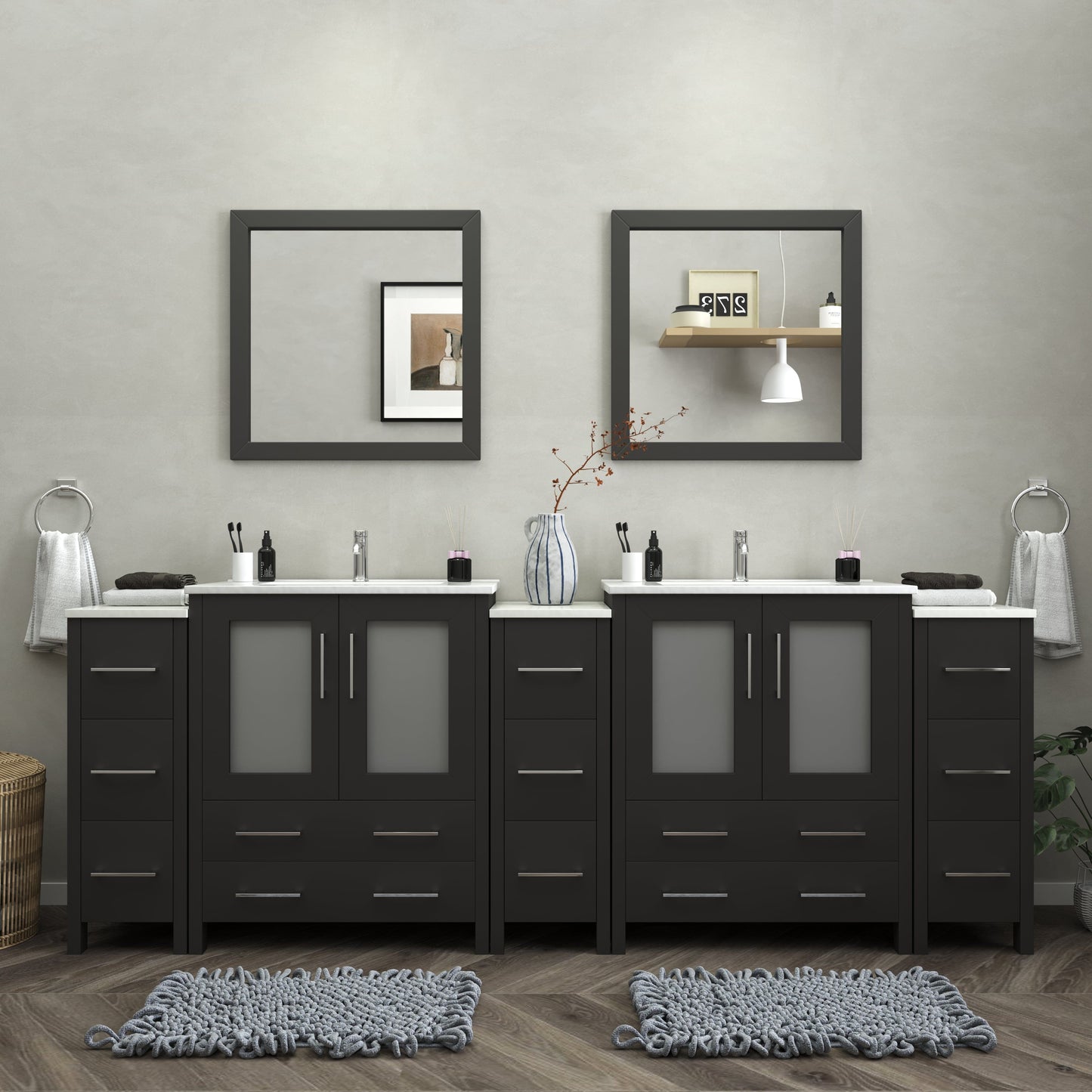 Vanity Art Brescia 96" Double Sink Modern Bathroom Vanity Set