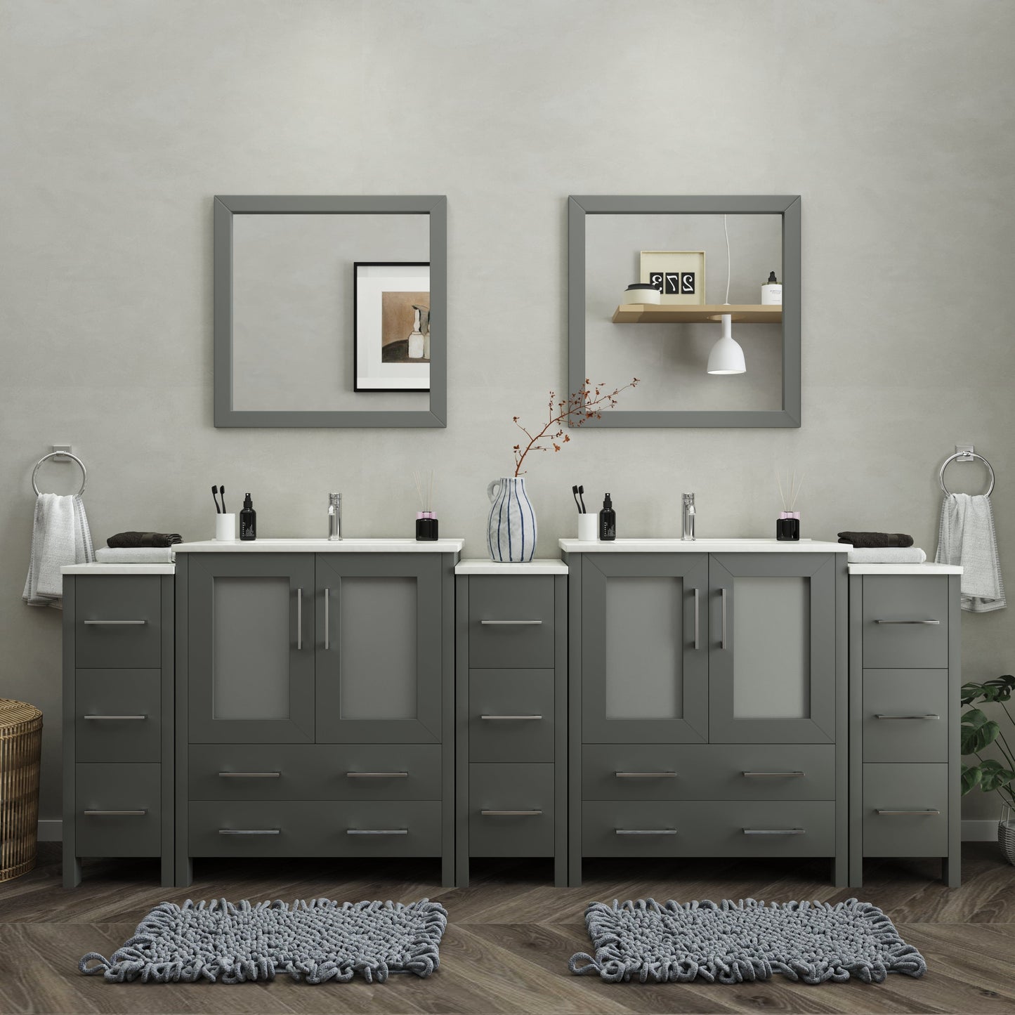 Vanity Art Brescia 96" Double Sink Modern Bathroom Vanity Set