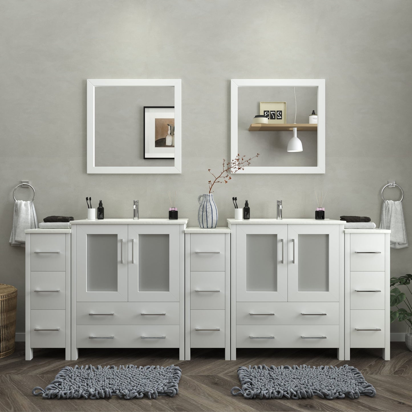 Vanity Art Brescia 96" Double Sink Modern Bathroom Vanity Set